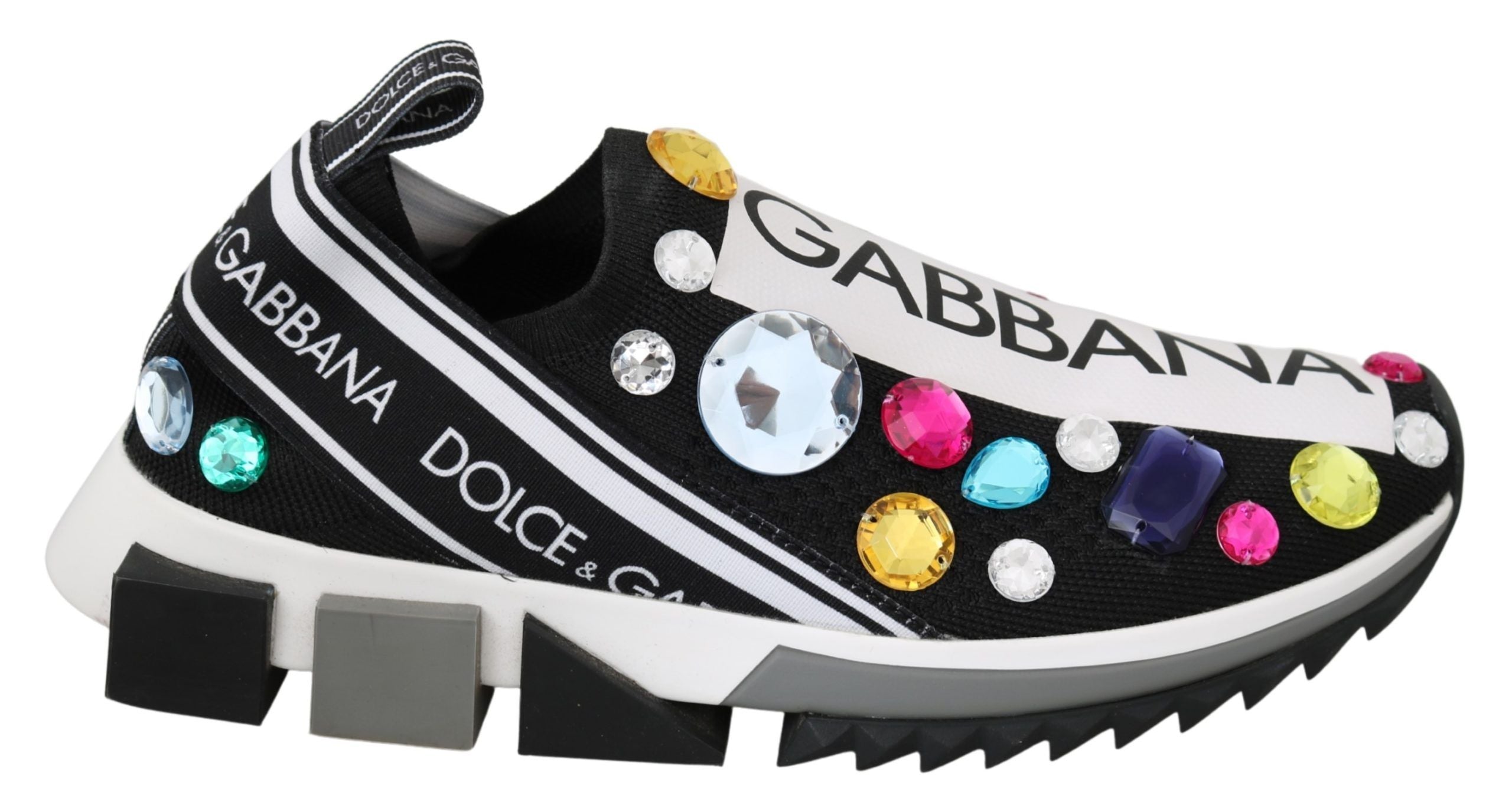 Dolce &amp; Gabbana – Schwarze Low-Top-Sneaker mit Kristallverzierung