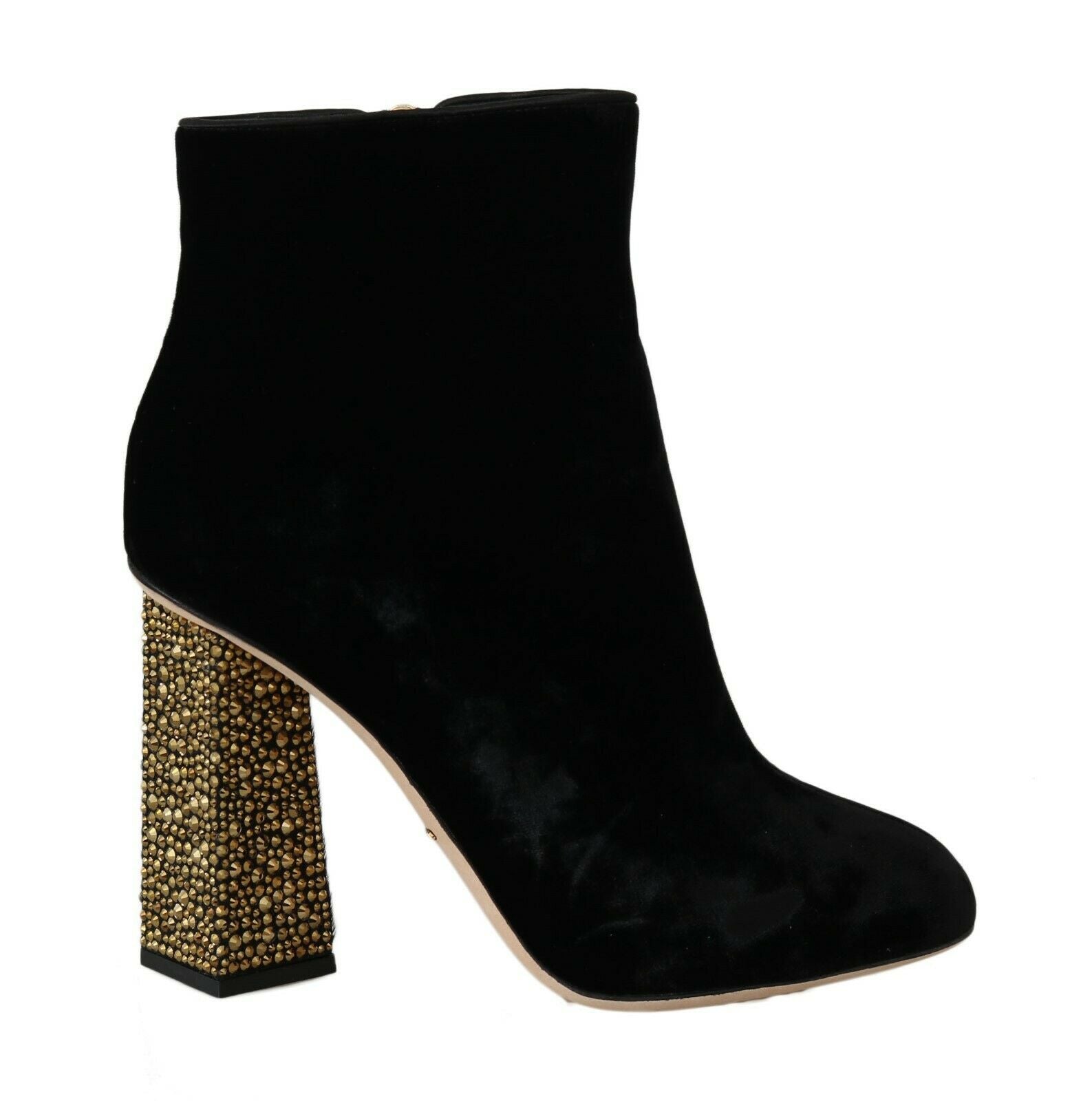 Dolce &amp; Gabbana Elegante Samtstiefeletten mit Kristallabsatz