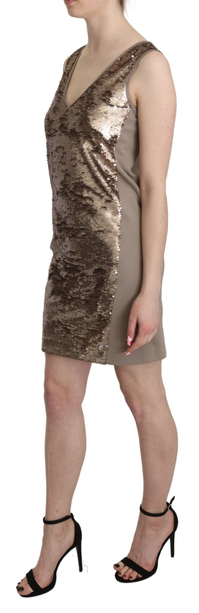 Liu Jo Glamorous – Ärmelloses Minikleid mit V-Ausschnitt und Pailletten