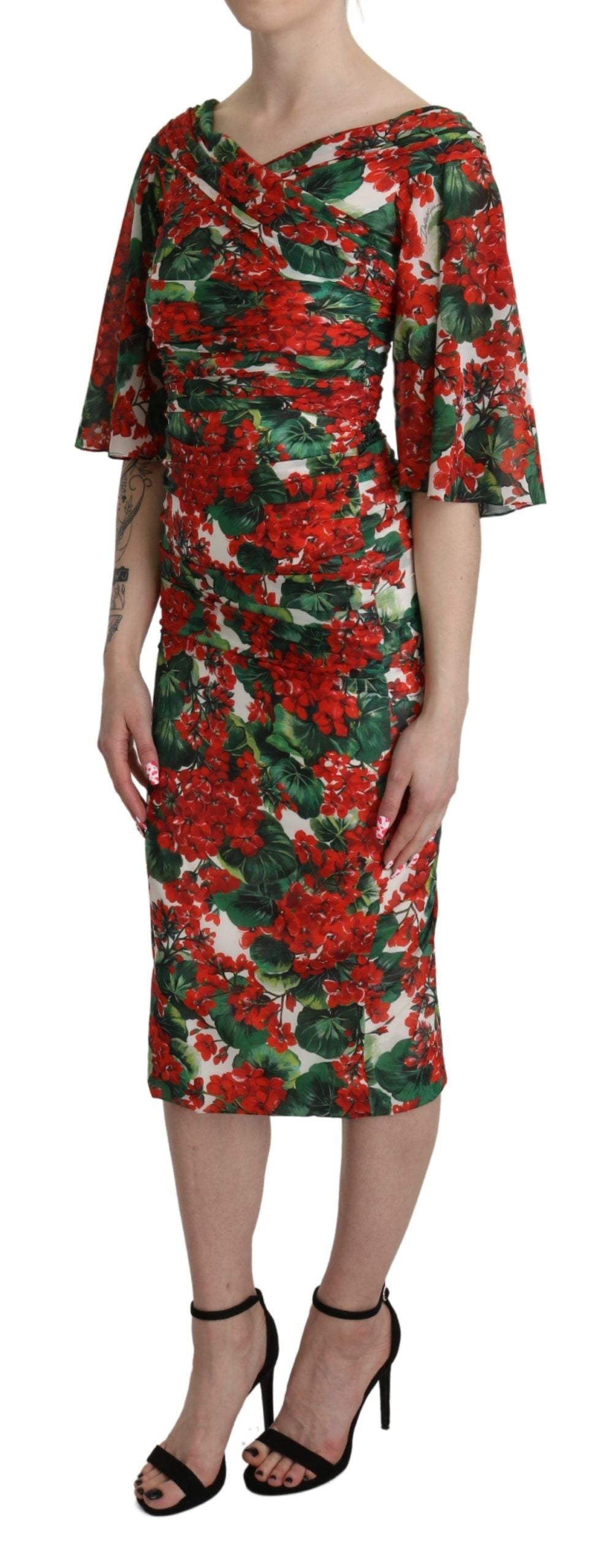 Dolce &amp; Gabbana – Bezauberndes Midi-Etuikleid mit Blumenmuster