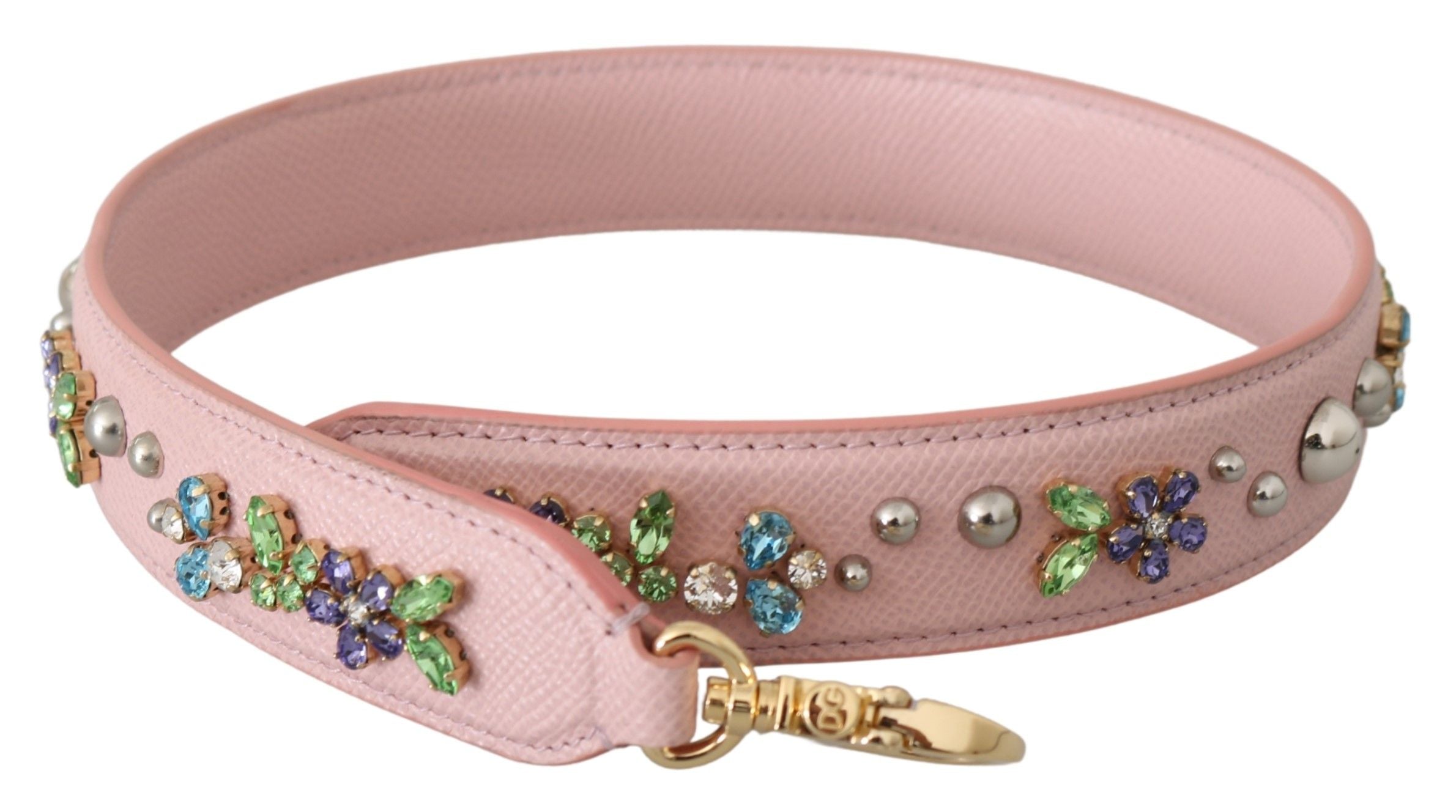 Dolce &amp; Gabbana Curea din piele cu cristale roz superbe