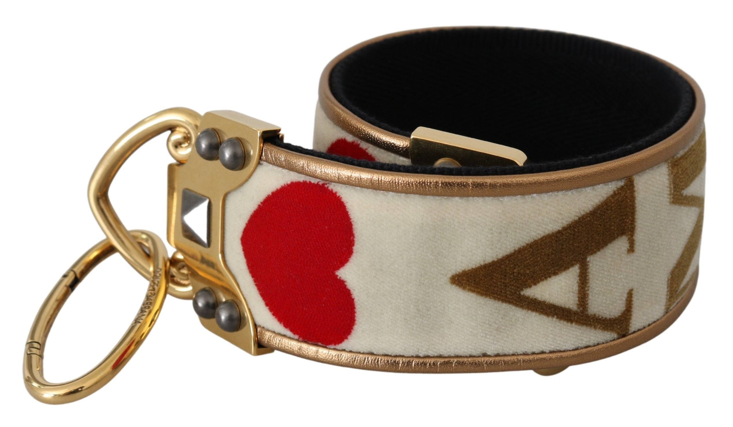 Dolce &amp; Gabbana Curea de umăr cu imprimeu auriu Chic AMORE
