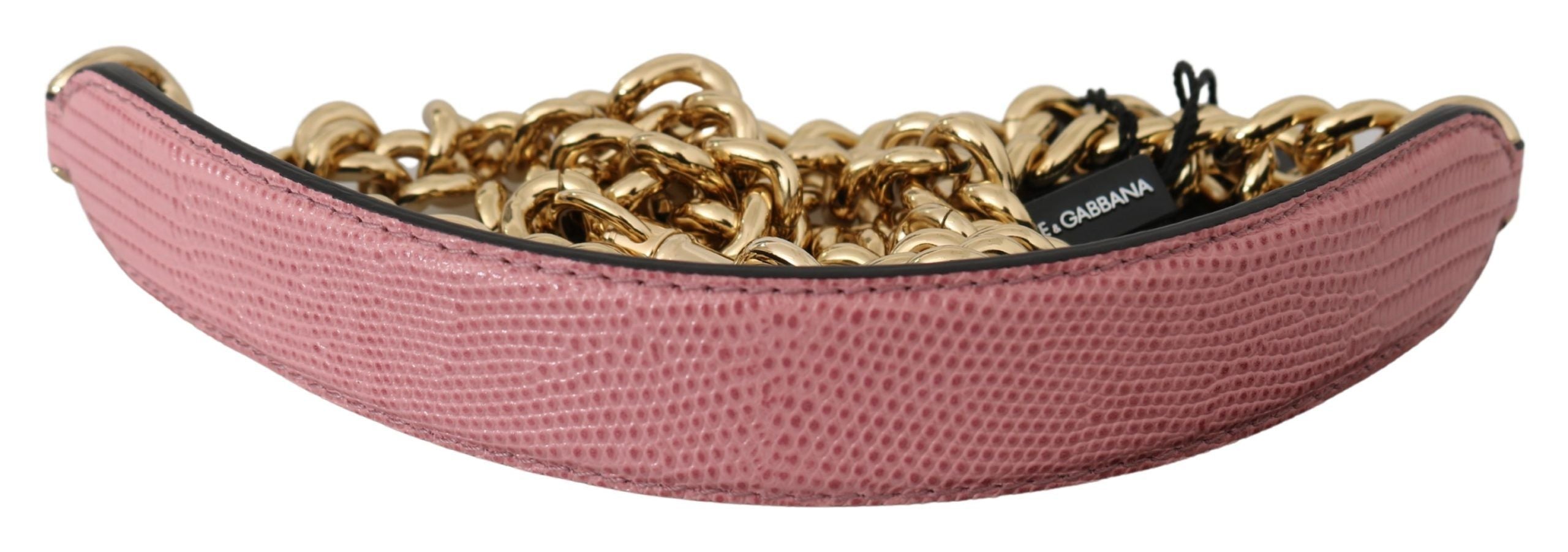 Curea de umăr elegantă din piele roz aurie Dolce &amp; Gabbana