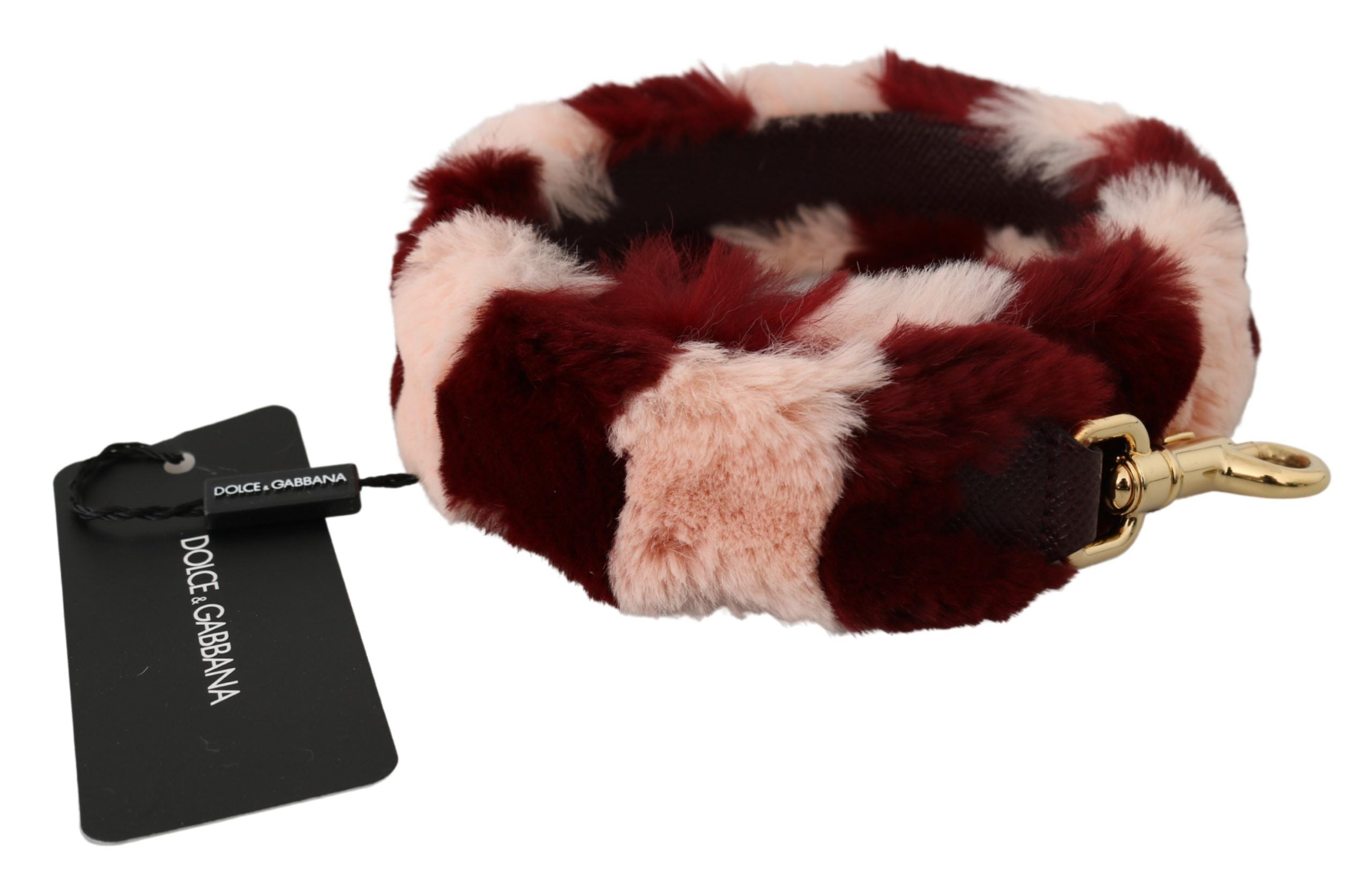 Dolce &amp; Gabbana Accesoriu de lux cu curea de umăr din blană roz Bordeaux