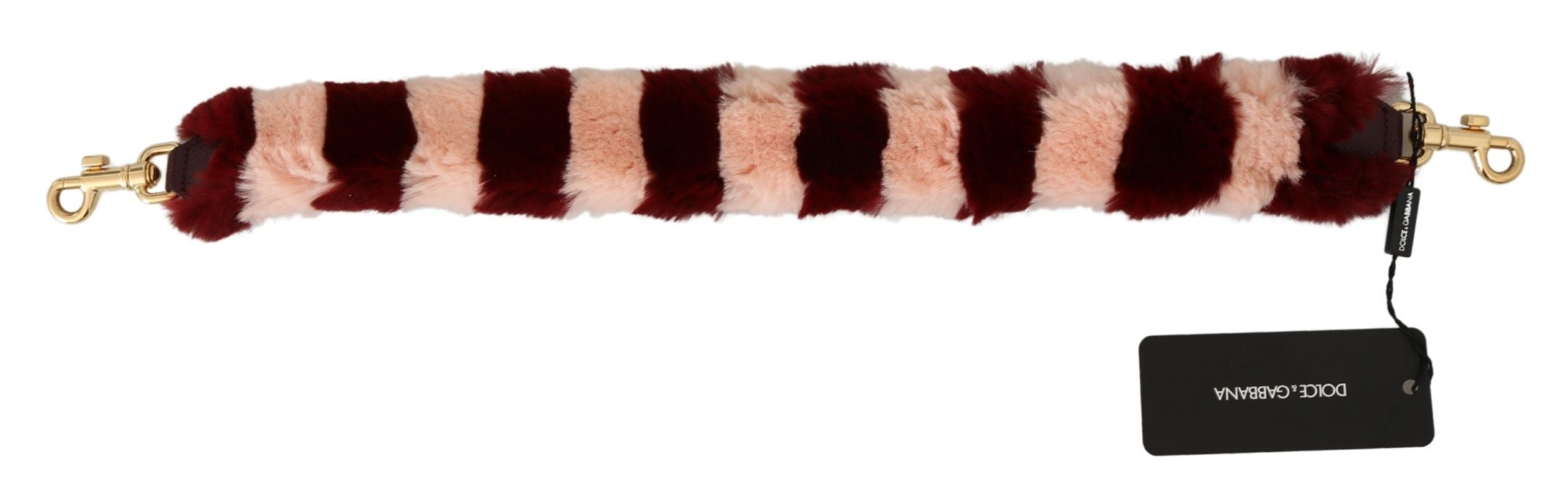 Dolce &amp; Gabbana Accesoriu de lux cu curea de umăr din blană roz Bordeaux