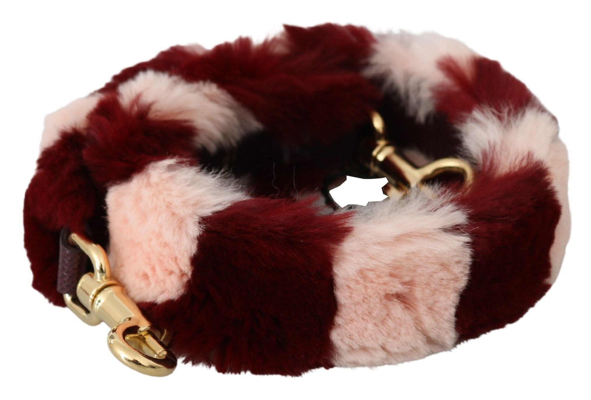 Dolce &amp; Gabbana Accesoriu de lux cu curea de umăr din blană roz Bordeaux