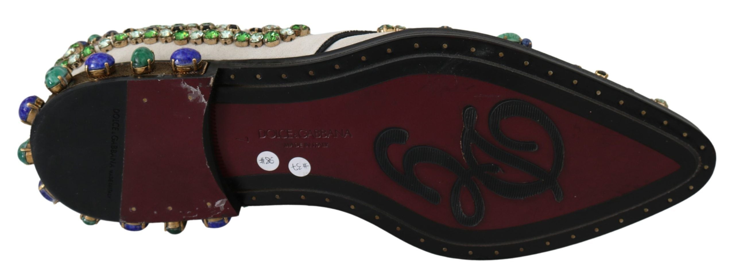 Dolce &amp; Gabbana – Elegante Ballerinas aus weißem Wildleder mit Kristallen