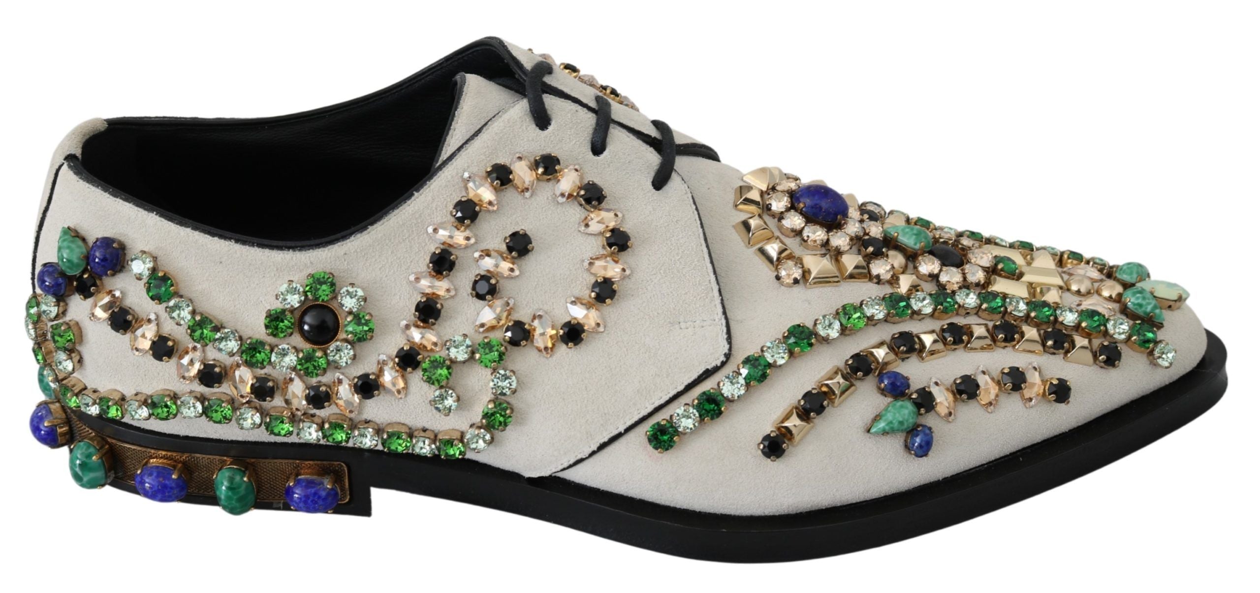 Dolce &amp; Gabbana – Elegante Ballerinas aus weißem Wildleder mit Kristallen