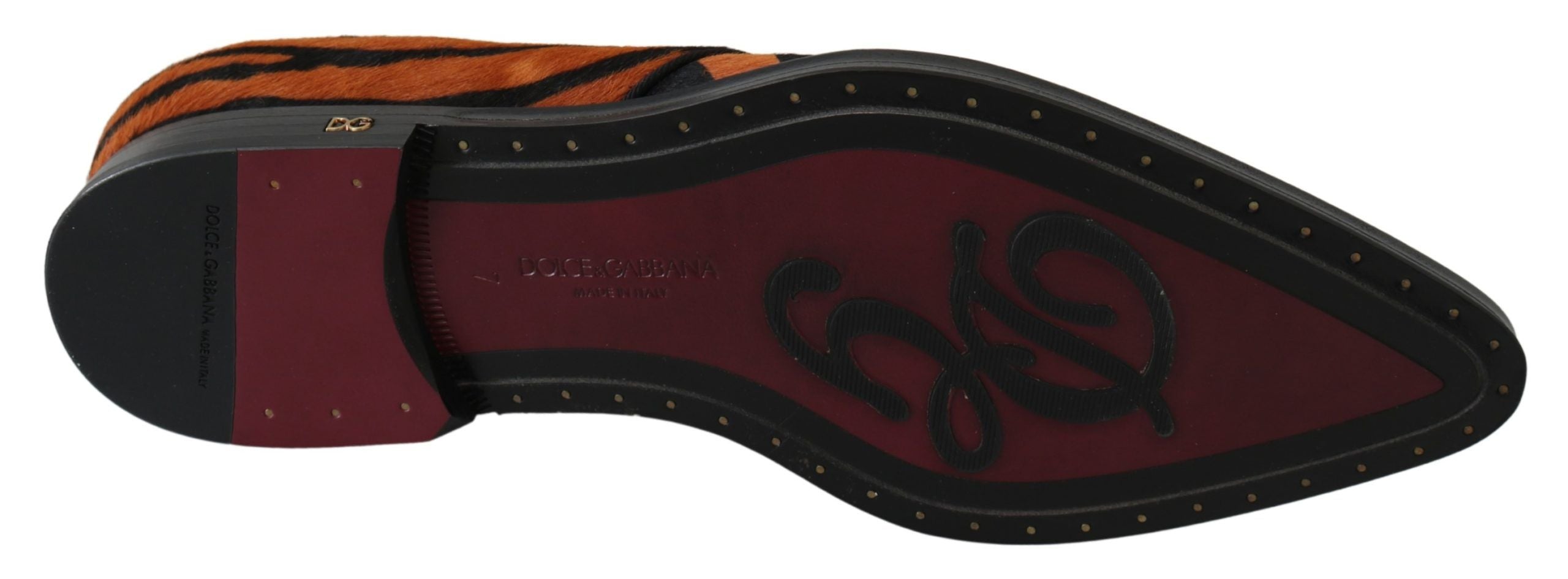 Pantofi eleganți Dolce &amp; Gabbana cu model de tigru și păr de ponei