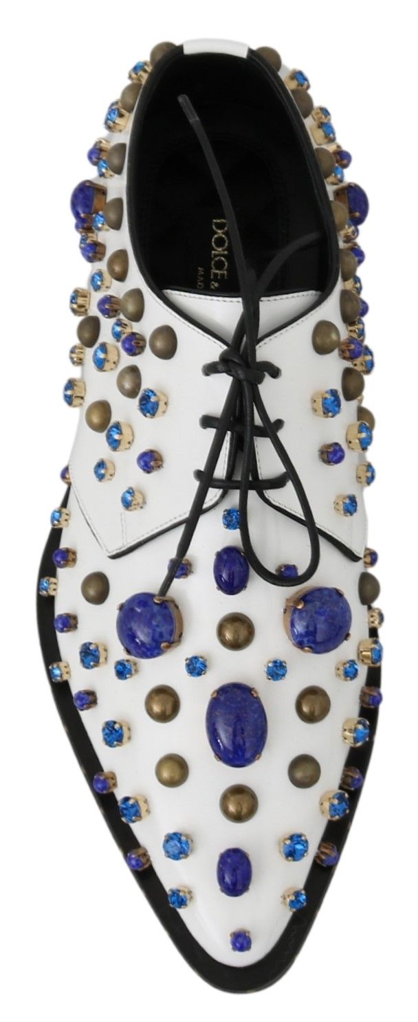 Pantofi eleganți Dolce &amp; Gabbana din piele albă cu cristale