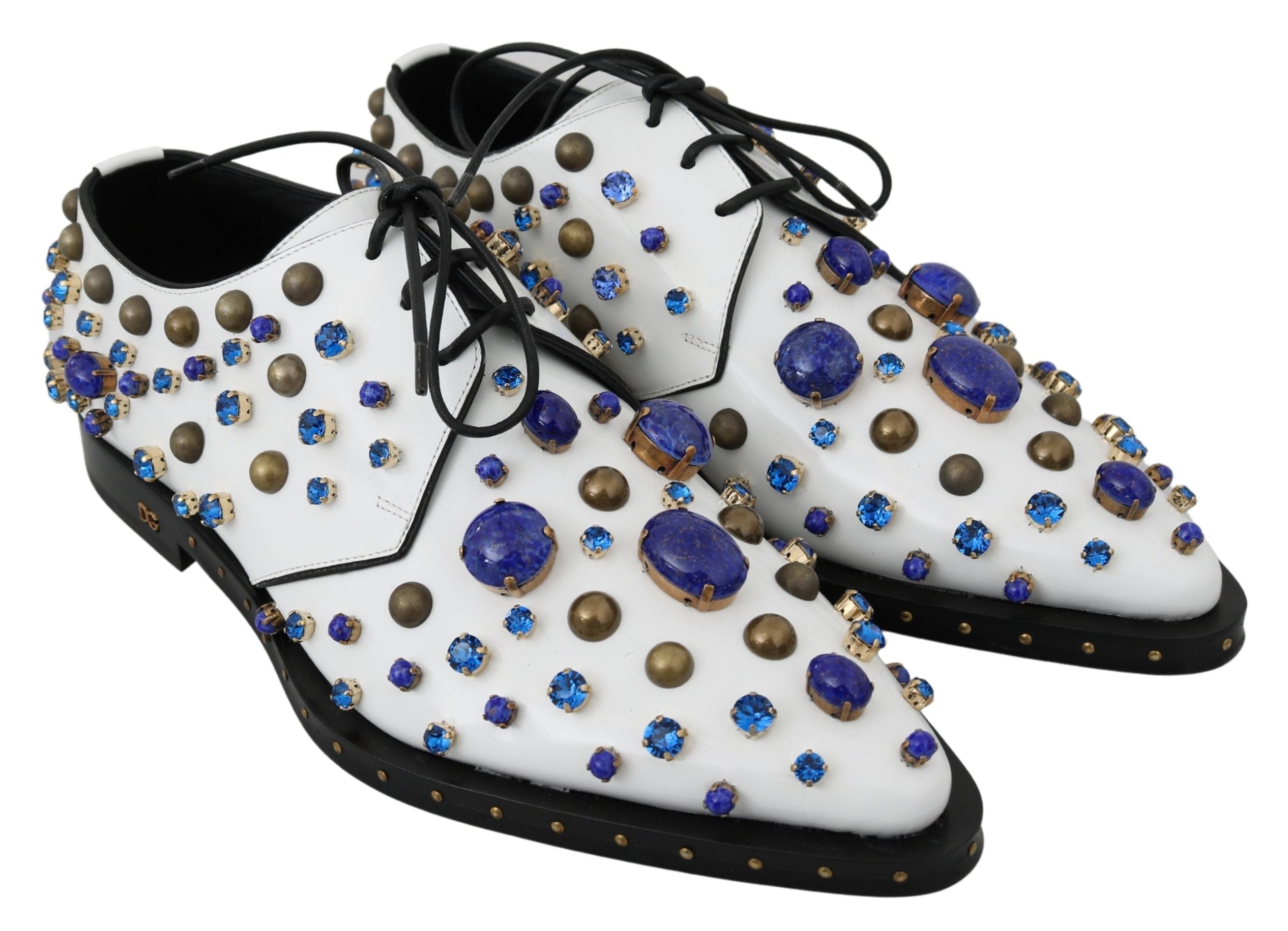 Pantofi eleganți Dolce &amp; Gabbana din piele albă cu cristale