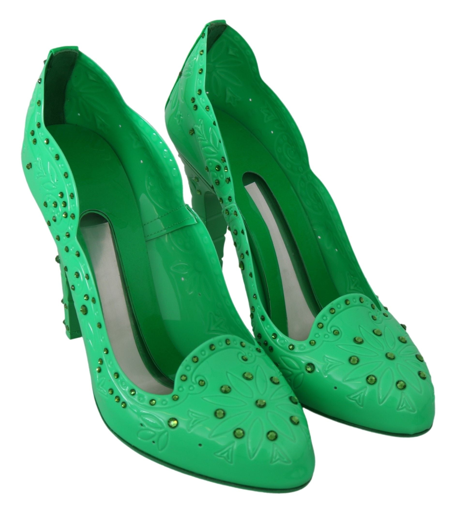 Dolce &amp; Gabbana Bezaubernde Cinderella-Pumps aus Kristall in sattem Grün