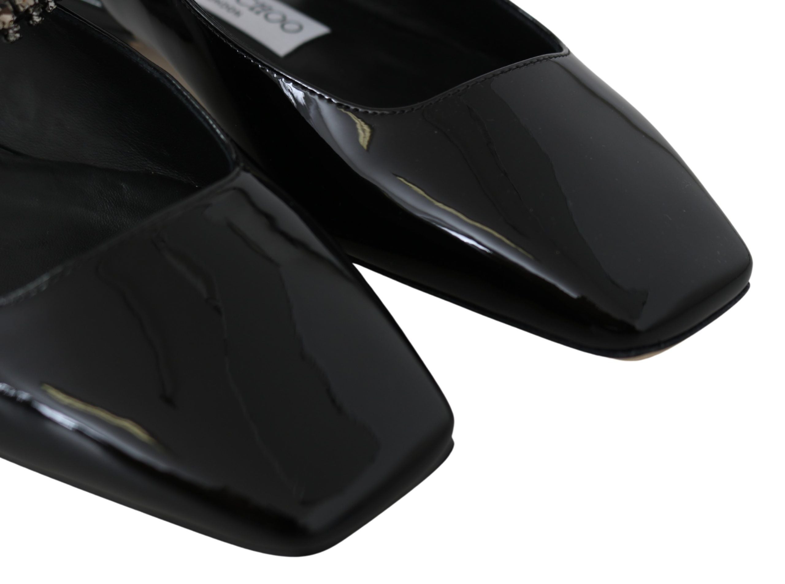 Jimmy Choo Elegante schwarze Lack-Ballerinas mit Kristall-Akzent