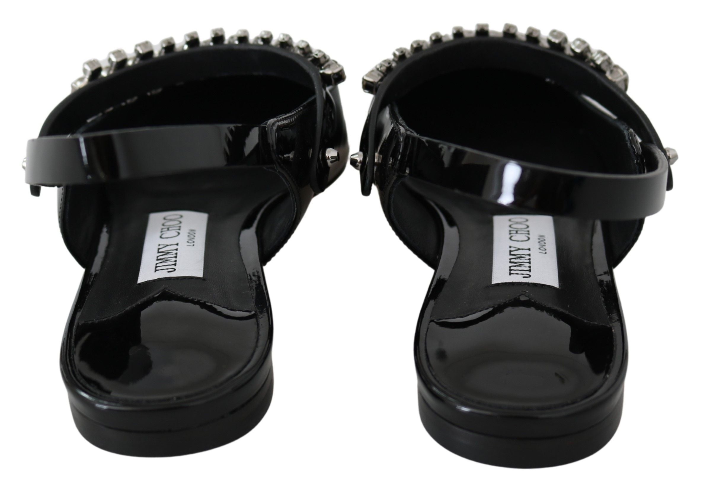 Jimmy Choo Elegante schwarze Lack-Ballerinas mit Kristall-Akzent