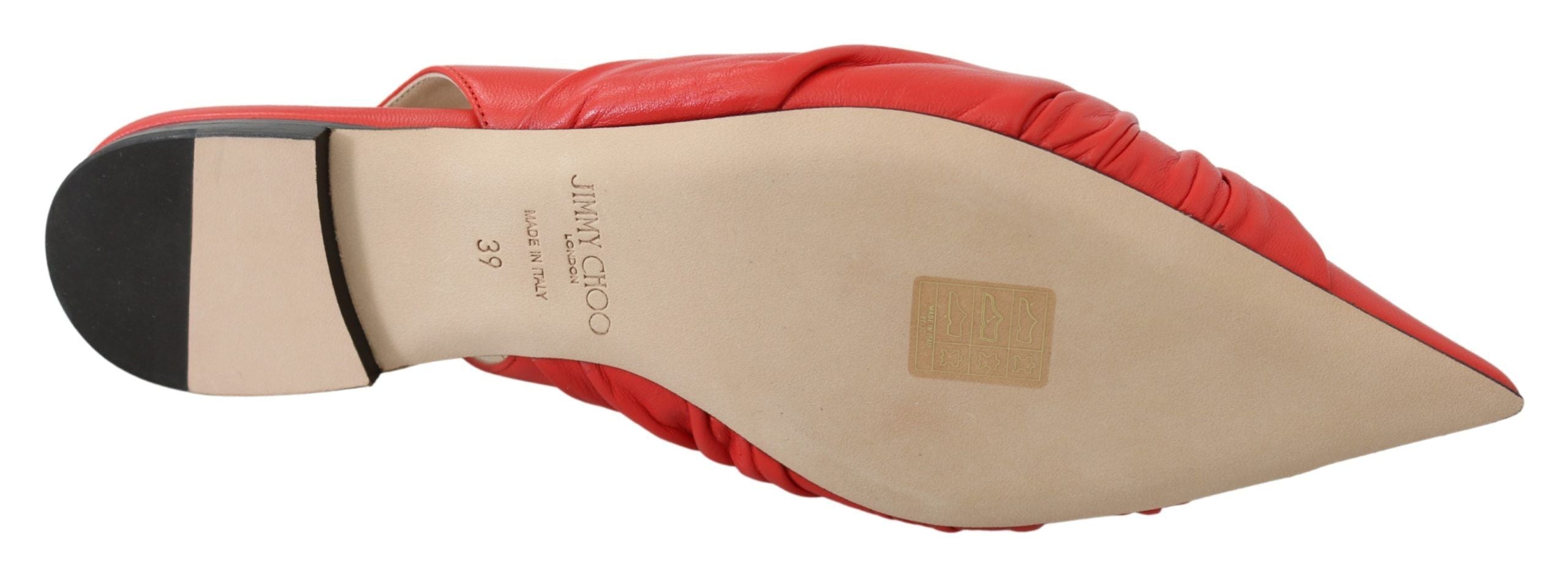 Jimmy Choo – Schicke, rote Leder-Ballerinas mit spitzer Spitze