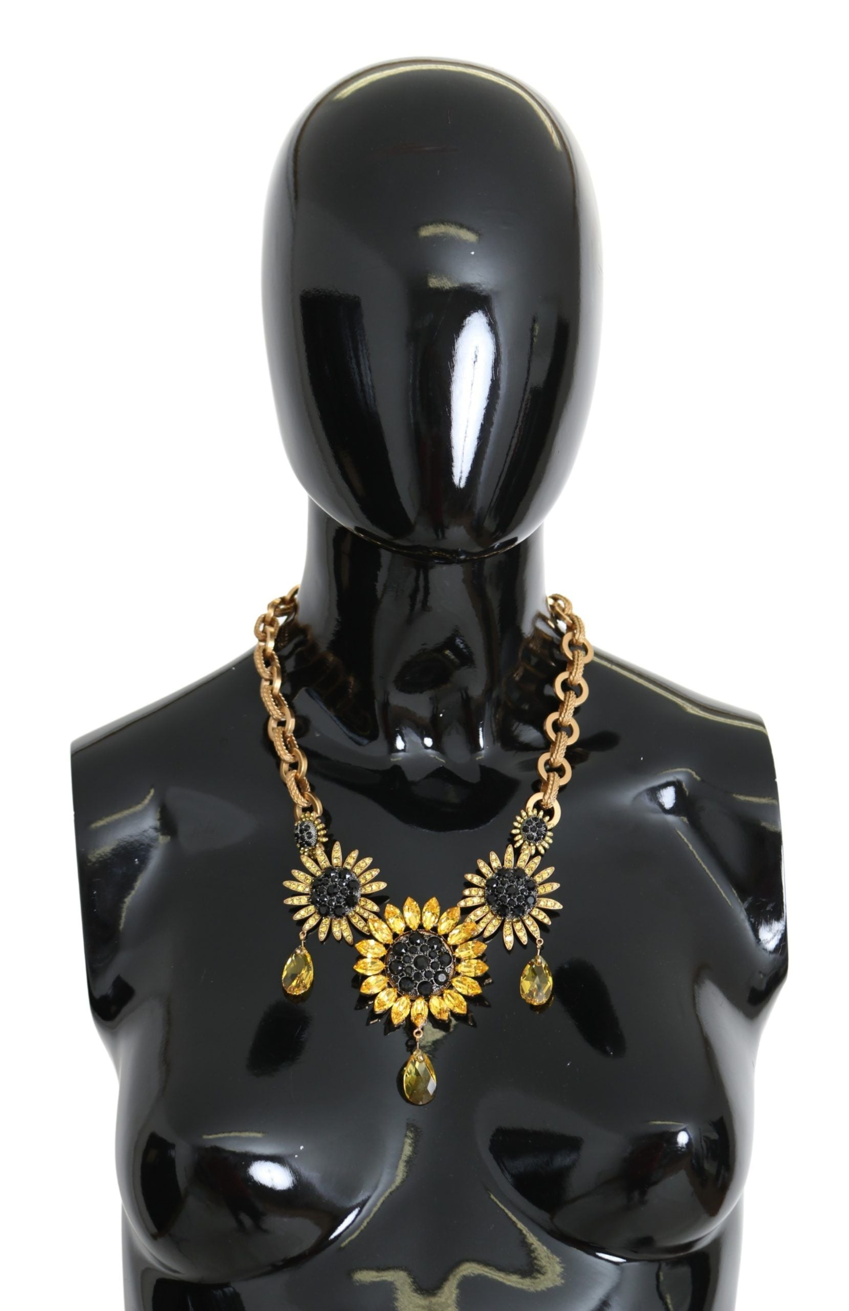 Dolce &amp; Gabbana Elegante, goldene Statement-Halskette mit floralem Kristall