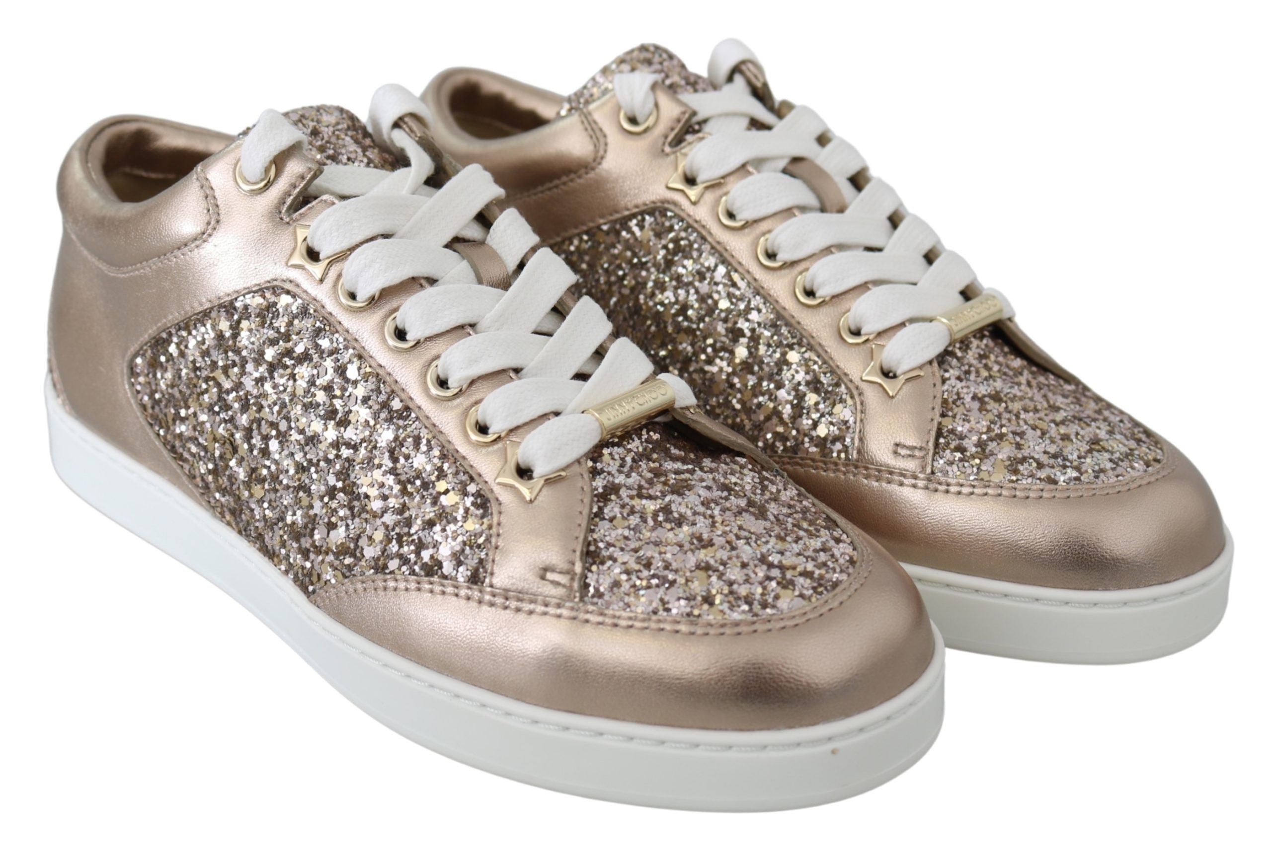 Jimmy Choo Ballett-Sneakers aus glitzerndem Leder in Rosa