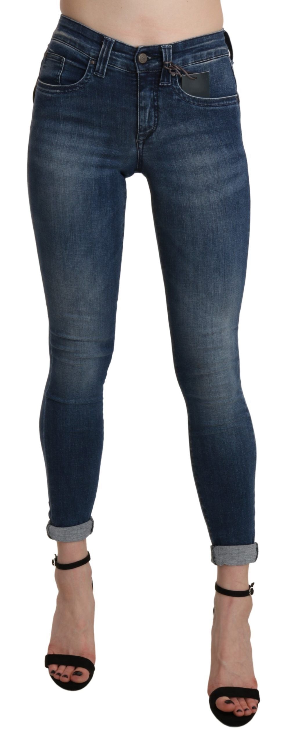 Ermanno Scervino Schicke, blaue Cropped-Jeans mit hoher Taille