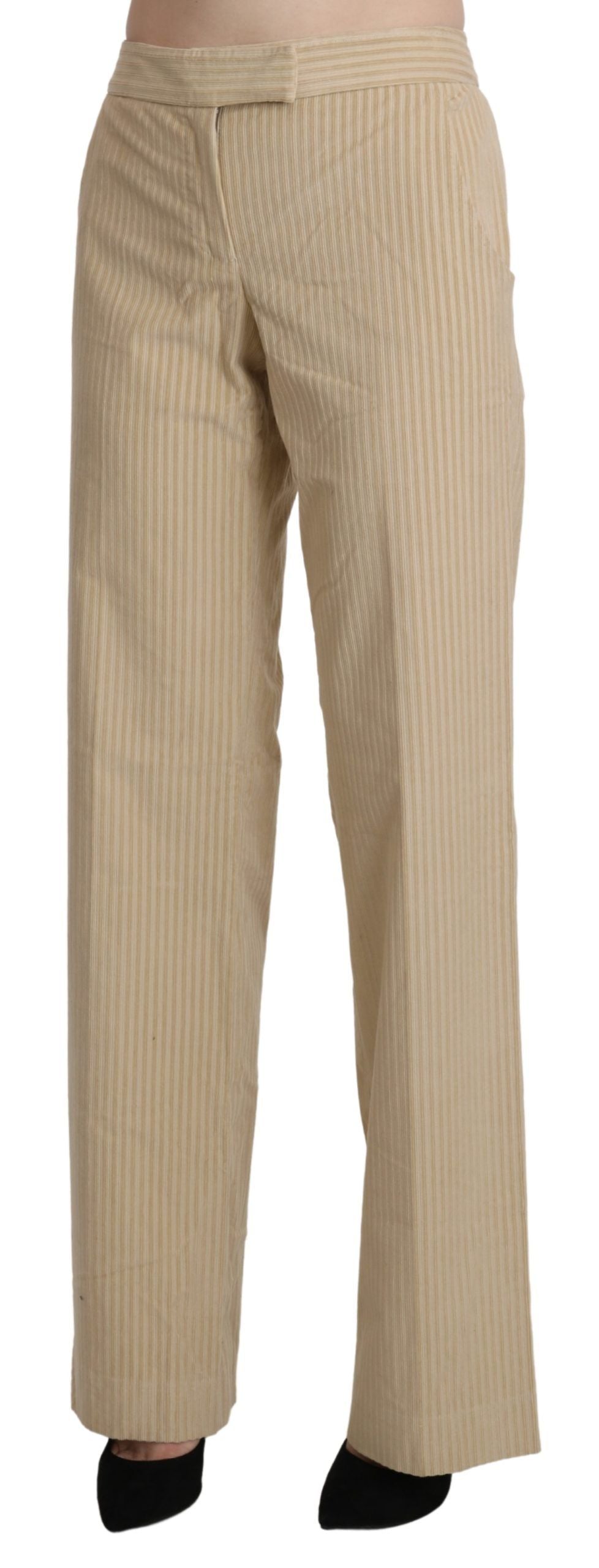 Ermanno Scervino Schicke beige Hose mit hoher Taille und weitem Bein