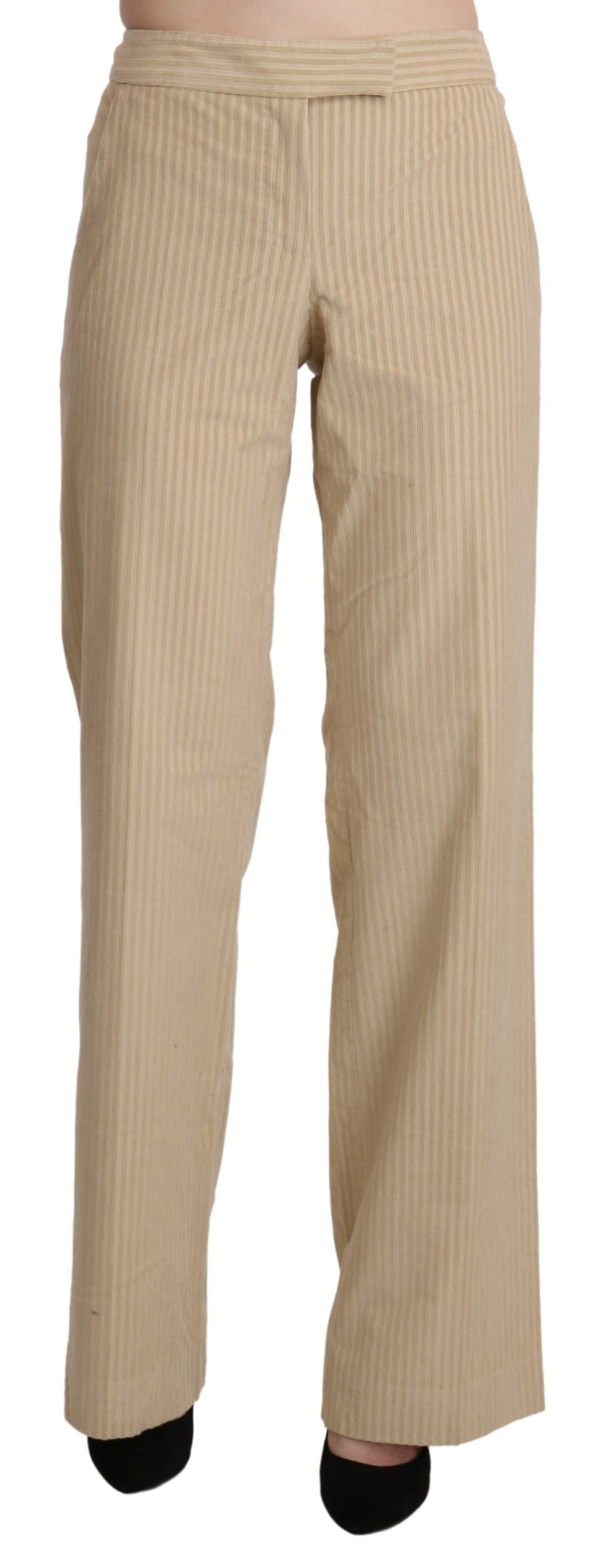 Ermanno Scervino Schicke beige Hose mit hoher Taille und weitem Bein