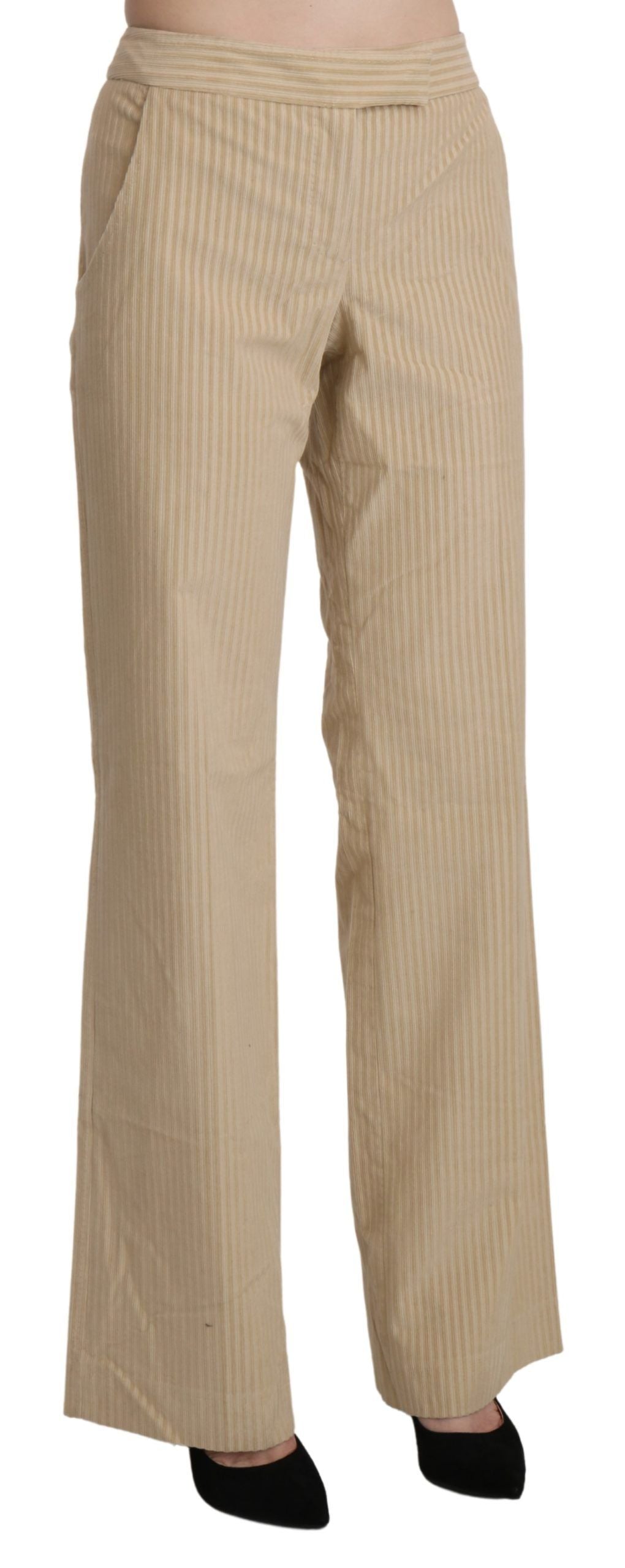 Ermanno Scervino Schicke beige Hose mit hoher Taille und weitem Bein