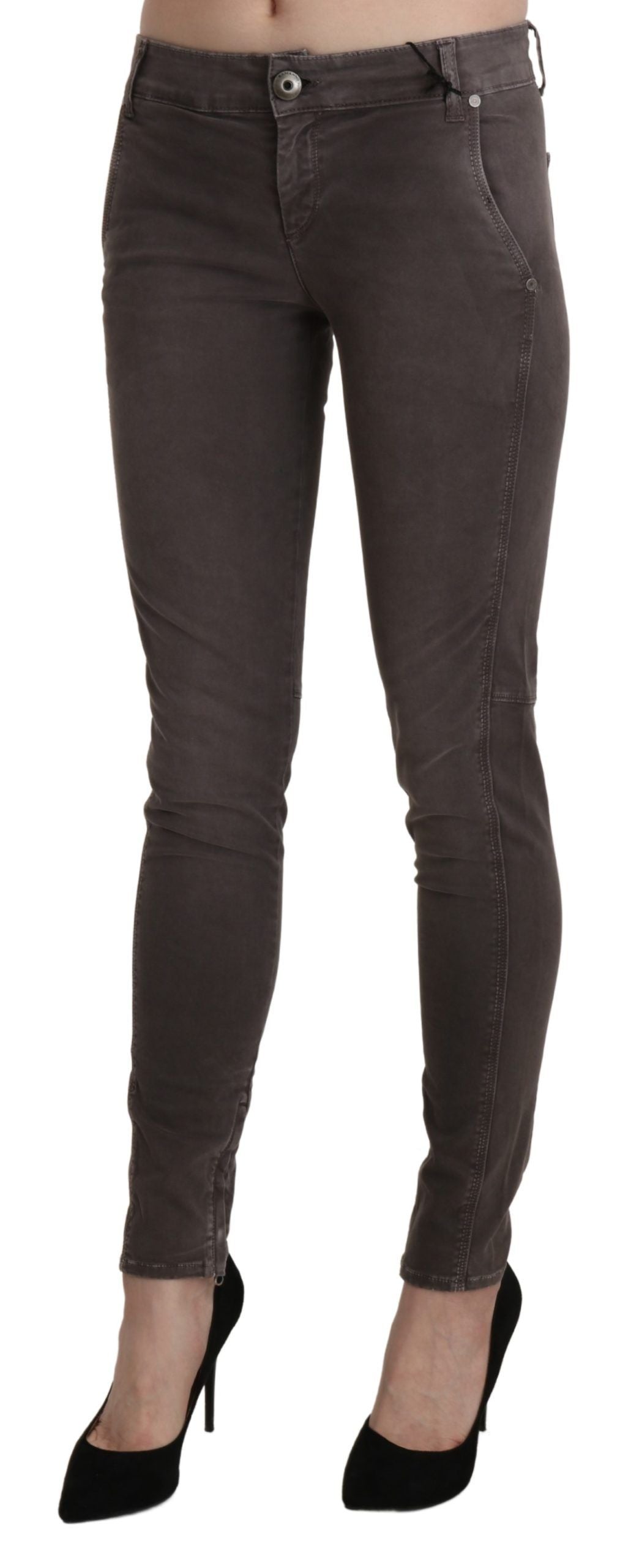 Ermanno Scervino Schicke, braune Skinny-Hose mit niedriger Taille