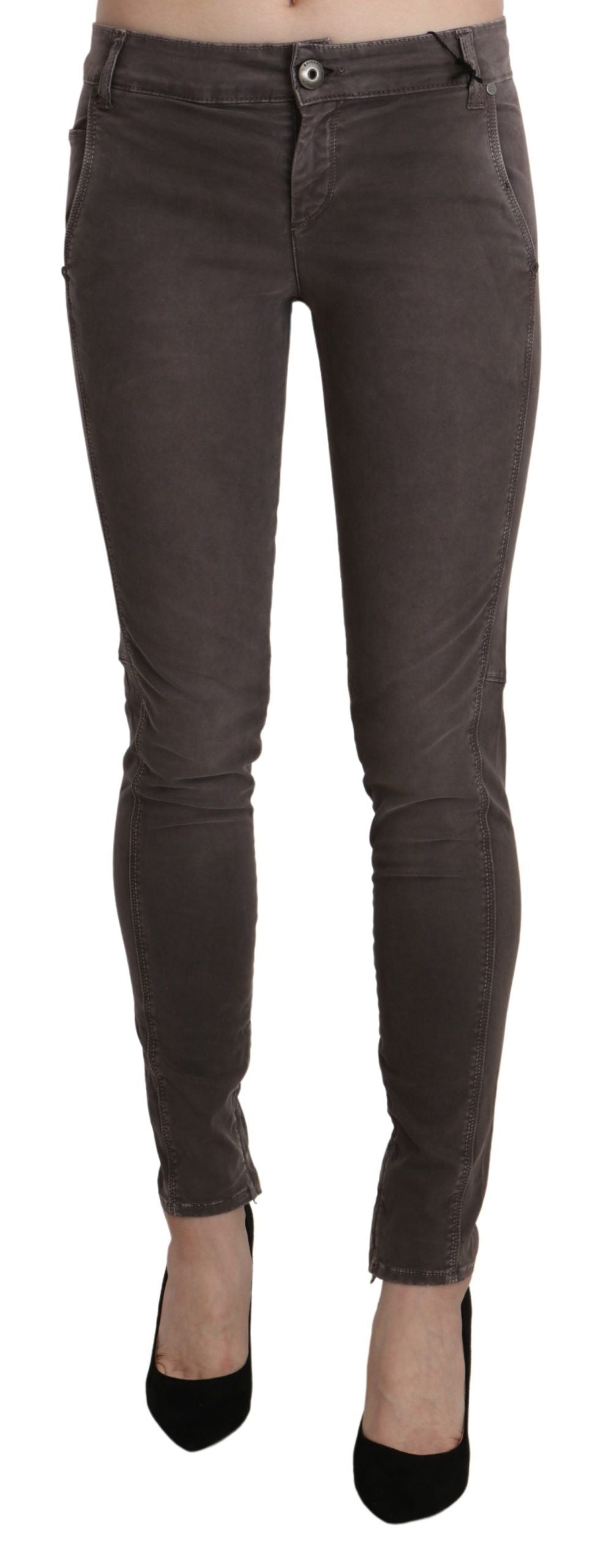 Ermanno Scervino Schicke, braune Skinny-Hose mit niedriger Taille
