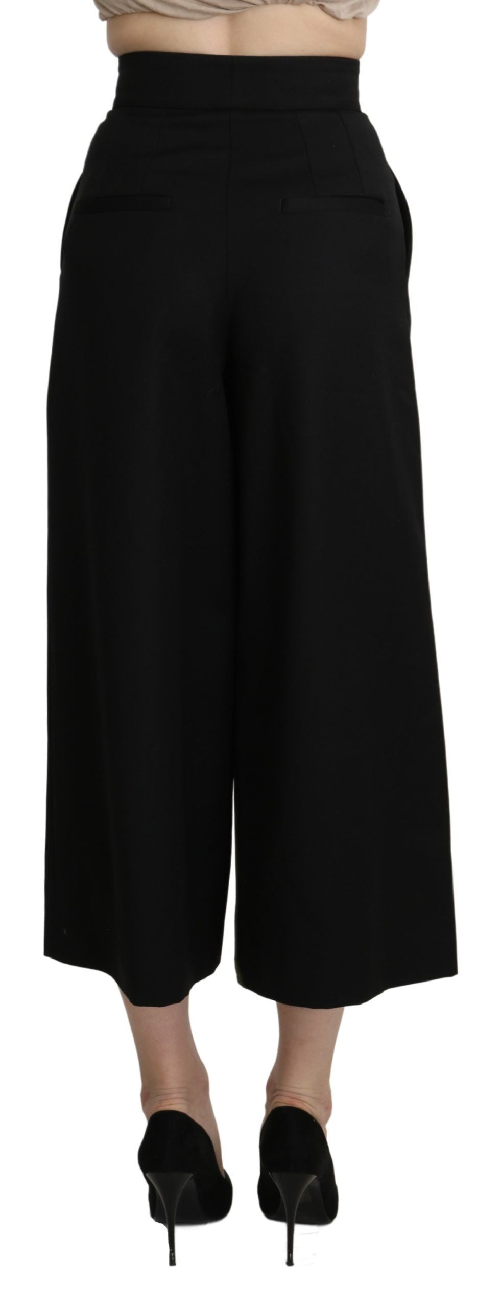 Dolce &amp; Gabbana Elegante Hose aus Schurwolle mit hoher Taille und weitem Bein