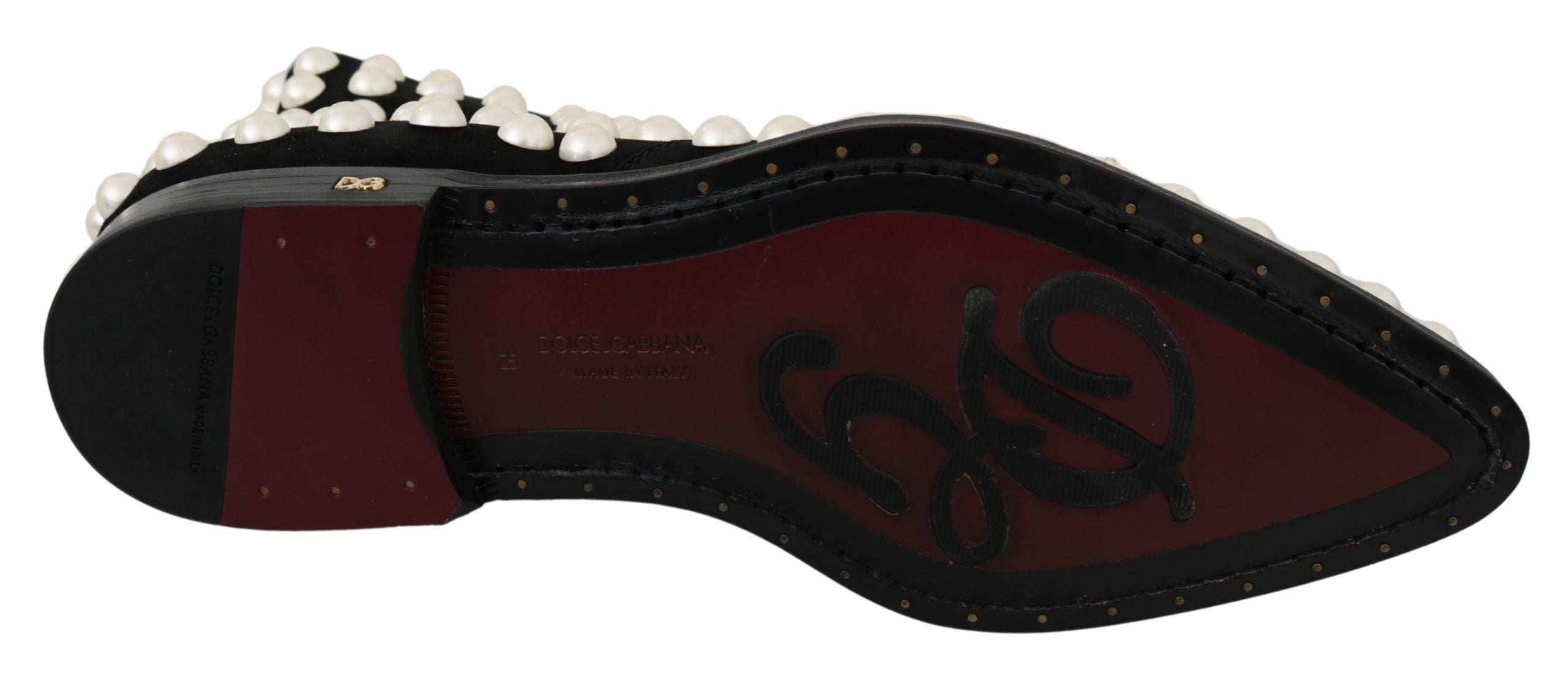 Dolce &amp; Gabbana Schicke Stiefeletten aus schwarzem Wildleder mit Perlen