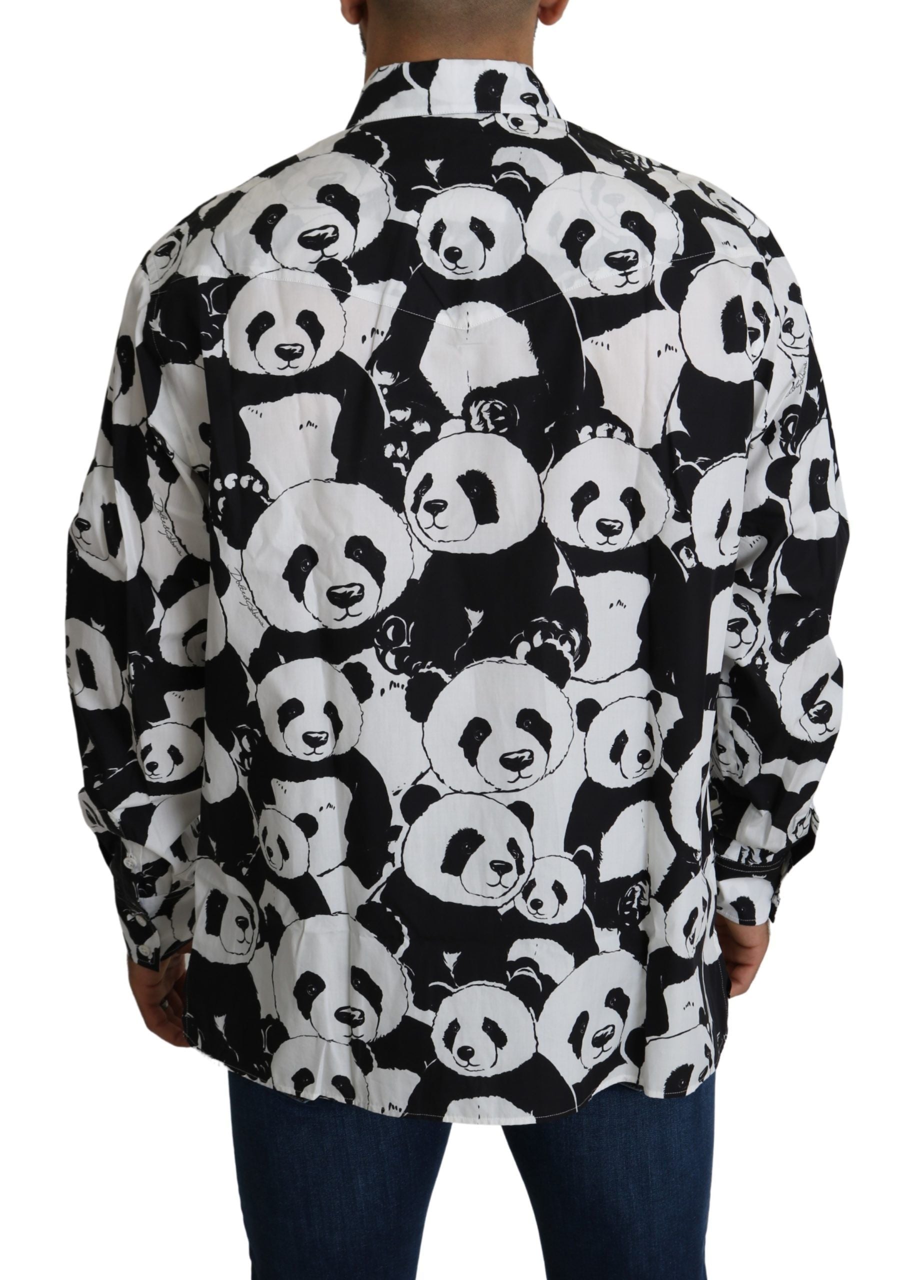 Dolce &amp; Gabbana Panda Print Reine Baumwolle Hemd - Schwarz Weiß