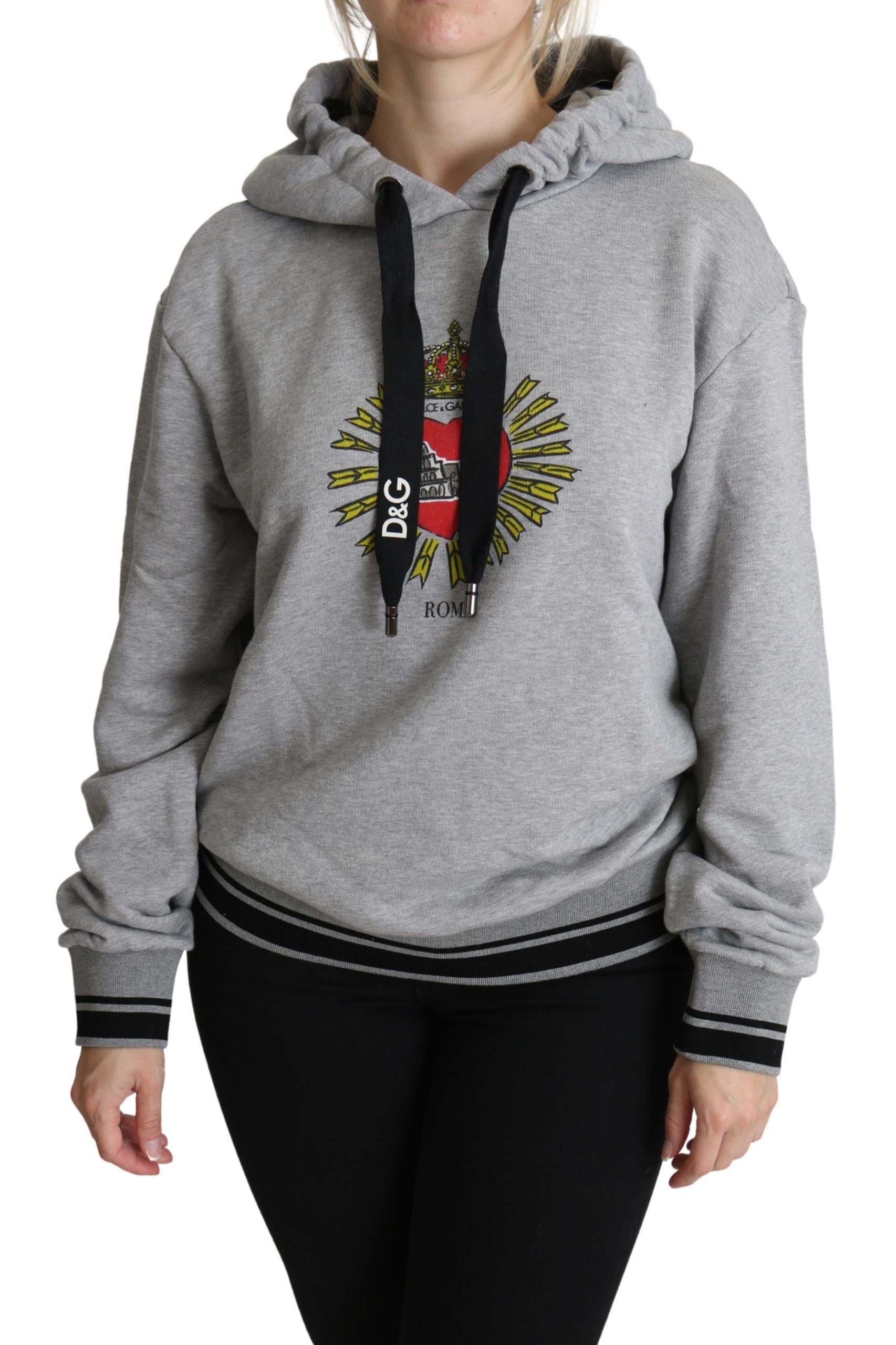 Dolce &amp; Gabbana – Exklusiver grauer Baumwollpullover mit Kapuze