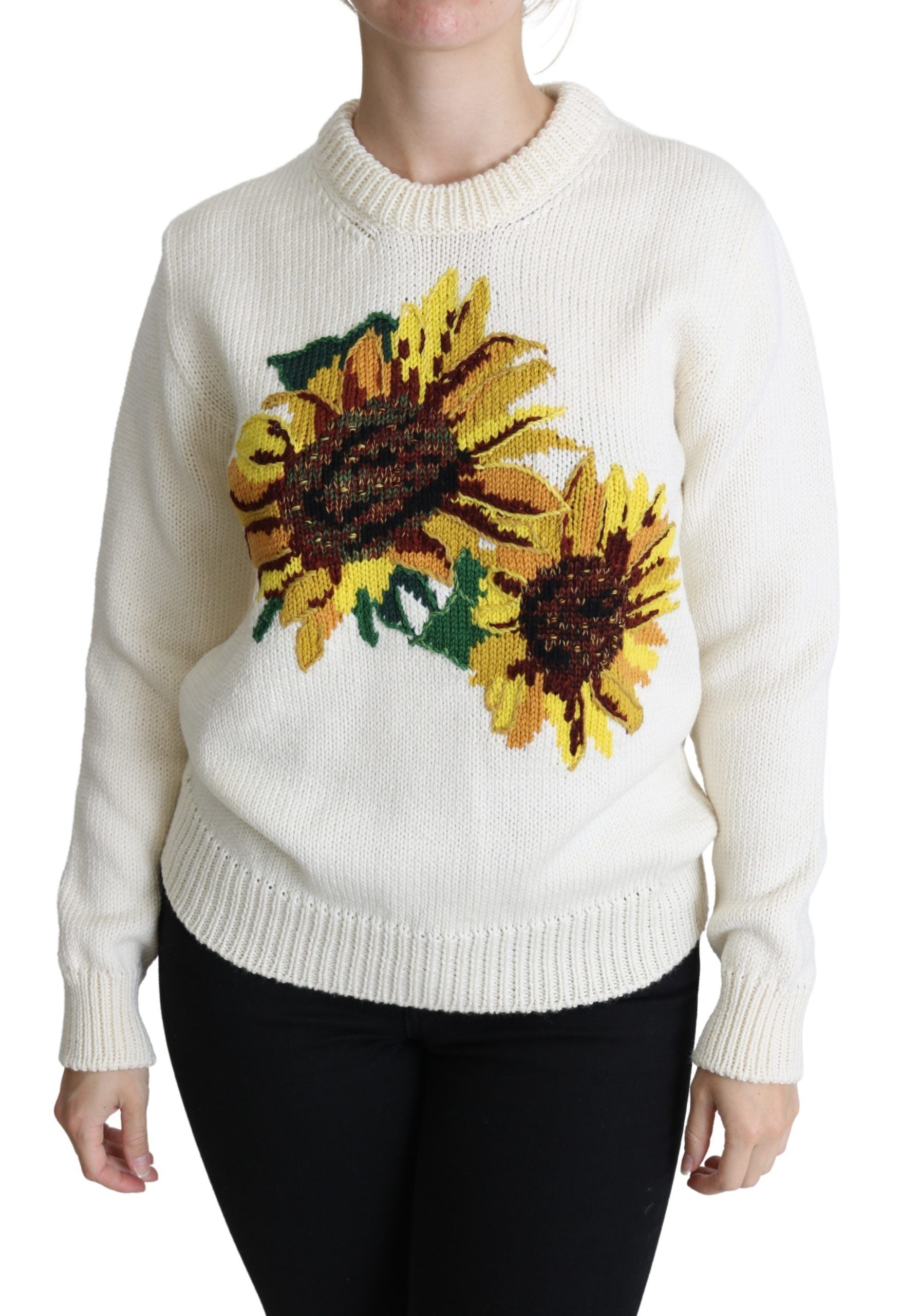 Dolce &amp; Gabbana Eleganter Strickpullover mit Sonnenblumen