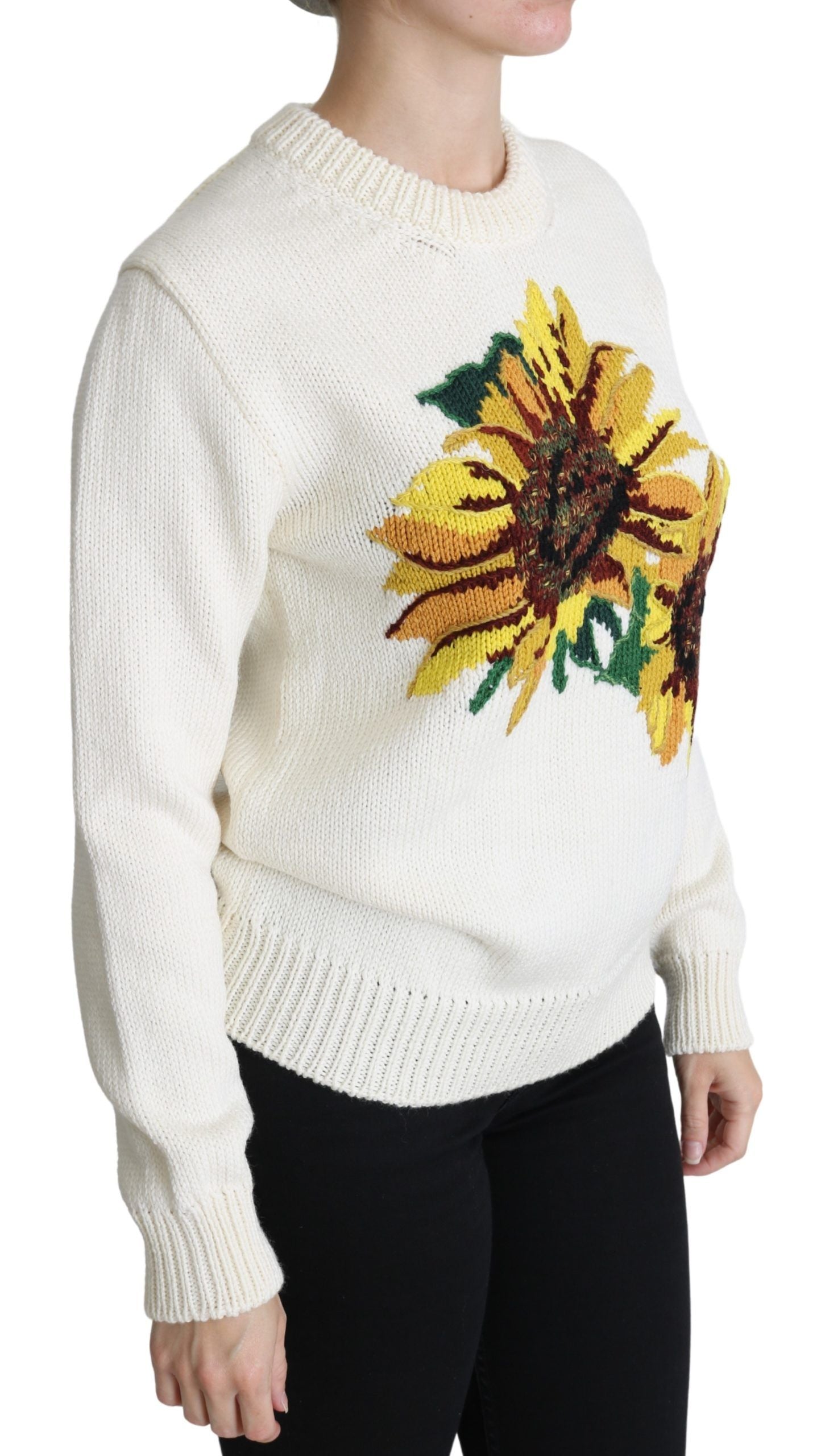 Dolce &amp; Gabbana Eleganter Strickpullover mit Sonnenblumen