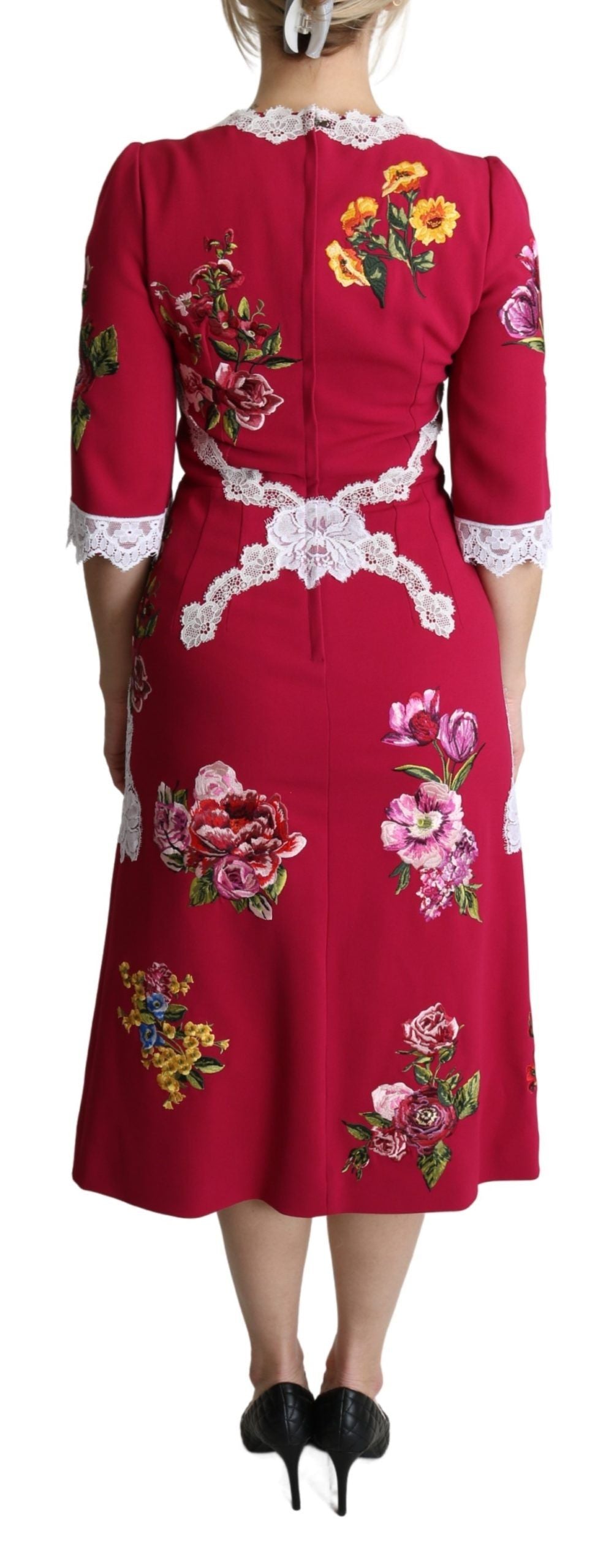 Dolce &amp; Gabbana – Midi-Etuikleid mit Blumenstickerei