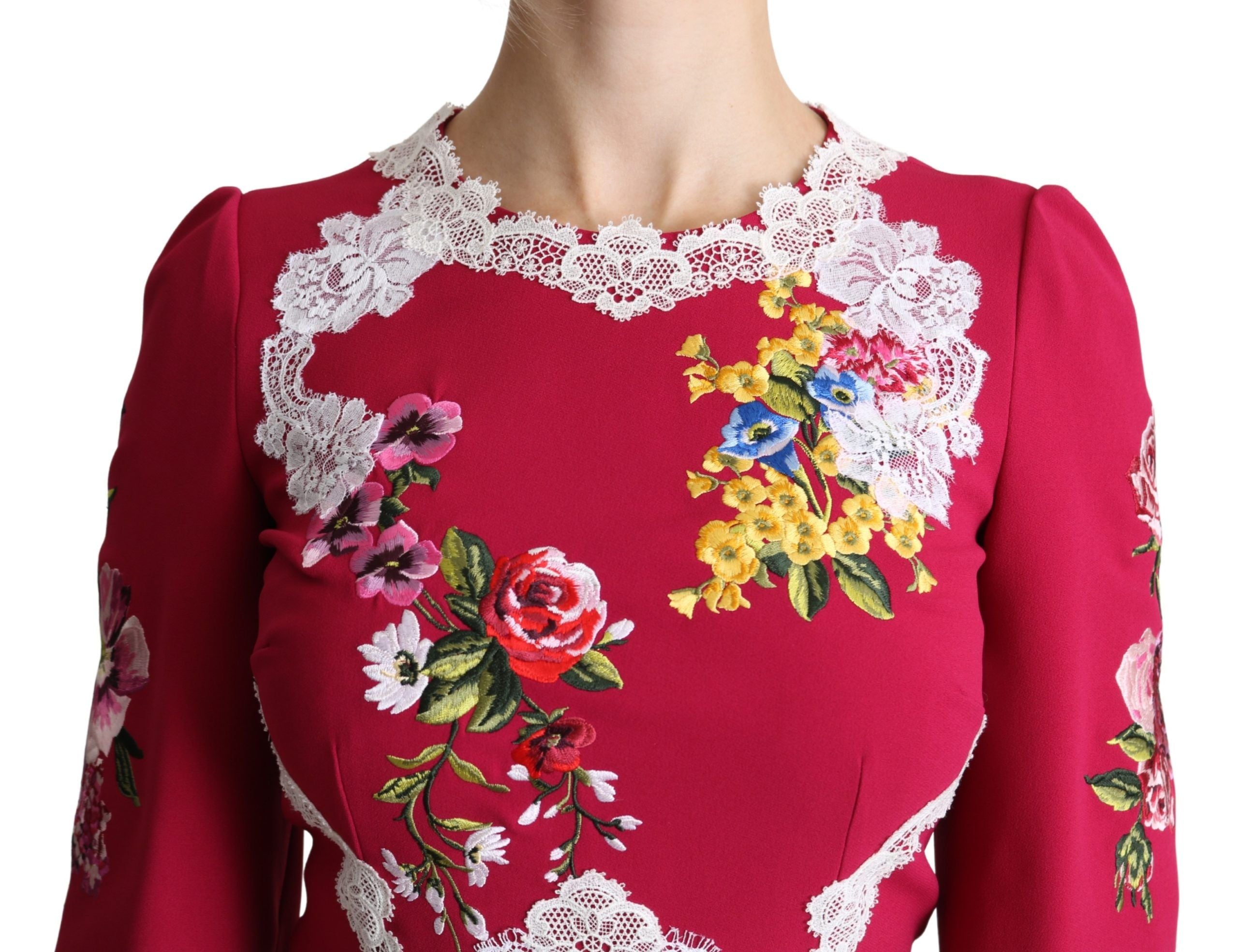 Dolce &amp; Gabbana – Midi-Etuikleid mit Blumenstickerei