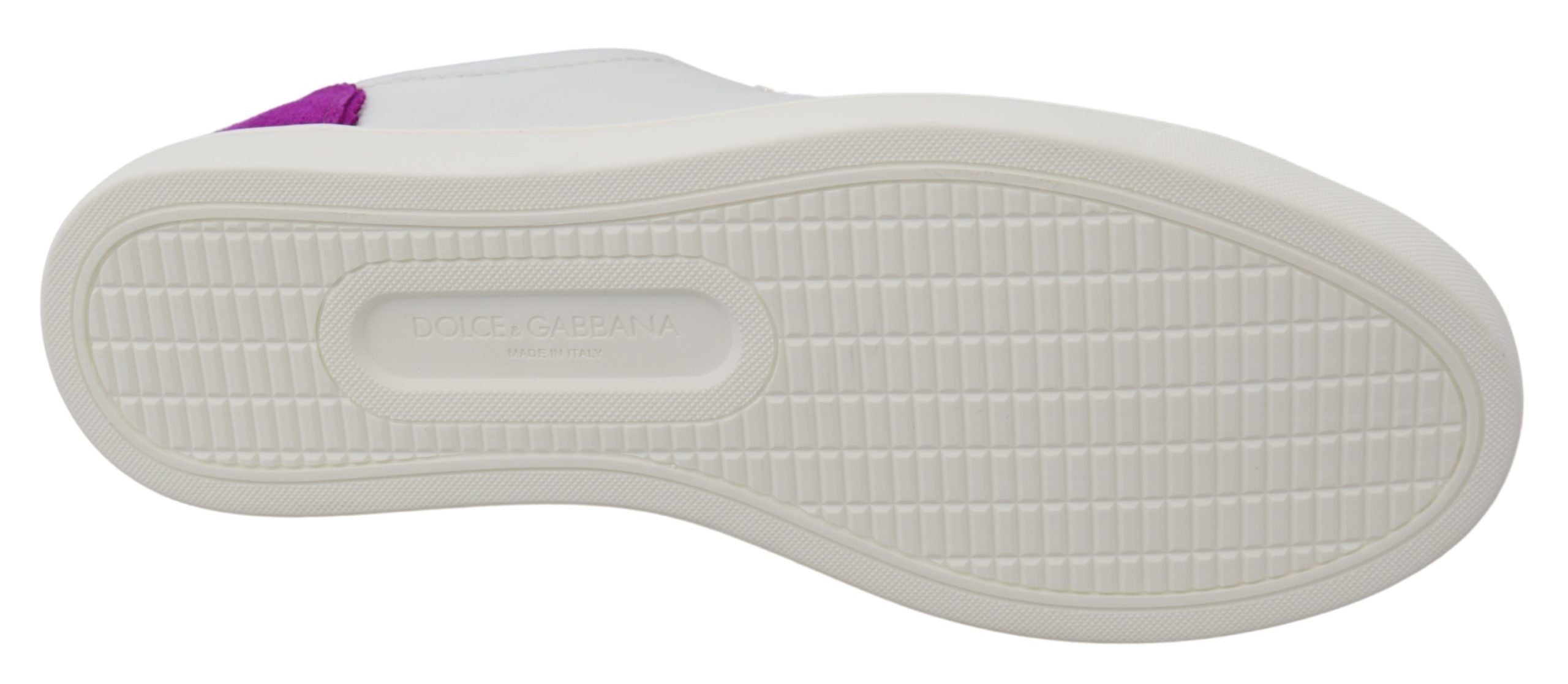 Dolce &amp; Gabbana Schicke weiße Leder-Sneaker mit violetten Akzenten