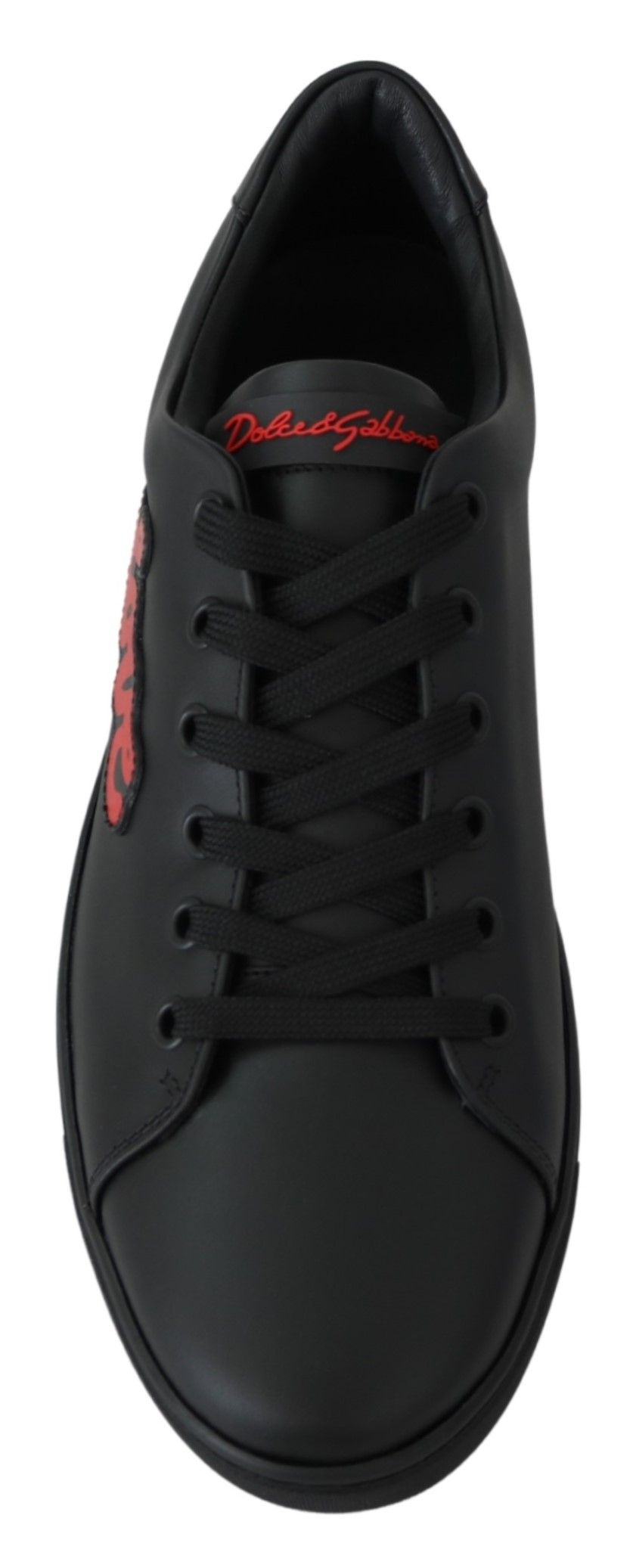 Dolce &amp; Gabbana Elegante Leder-Sneaker mit roten Akzenten