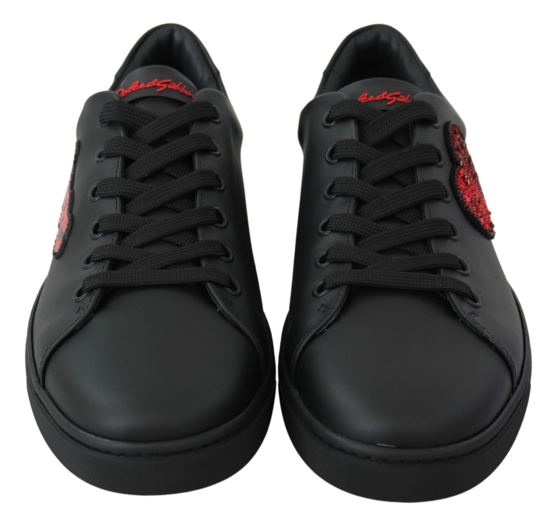 Dolce &amp; Gabbana Elegante Leder-Sneaker mit roten Akzenten