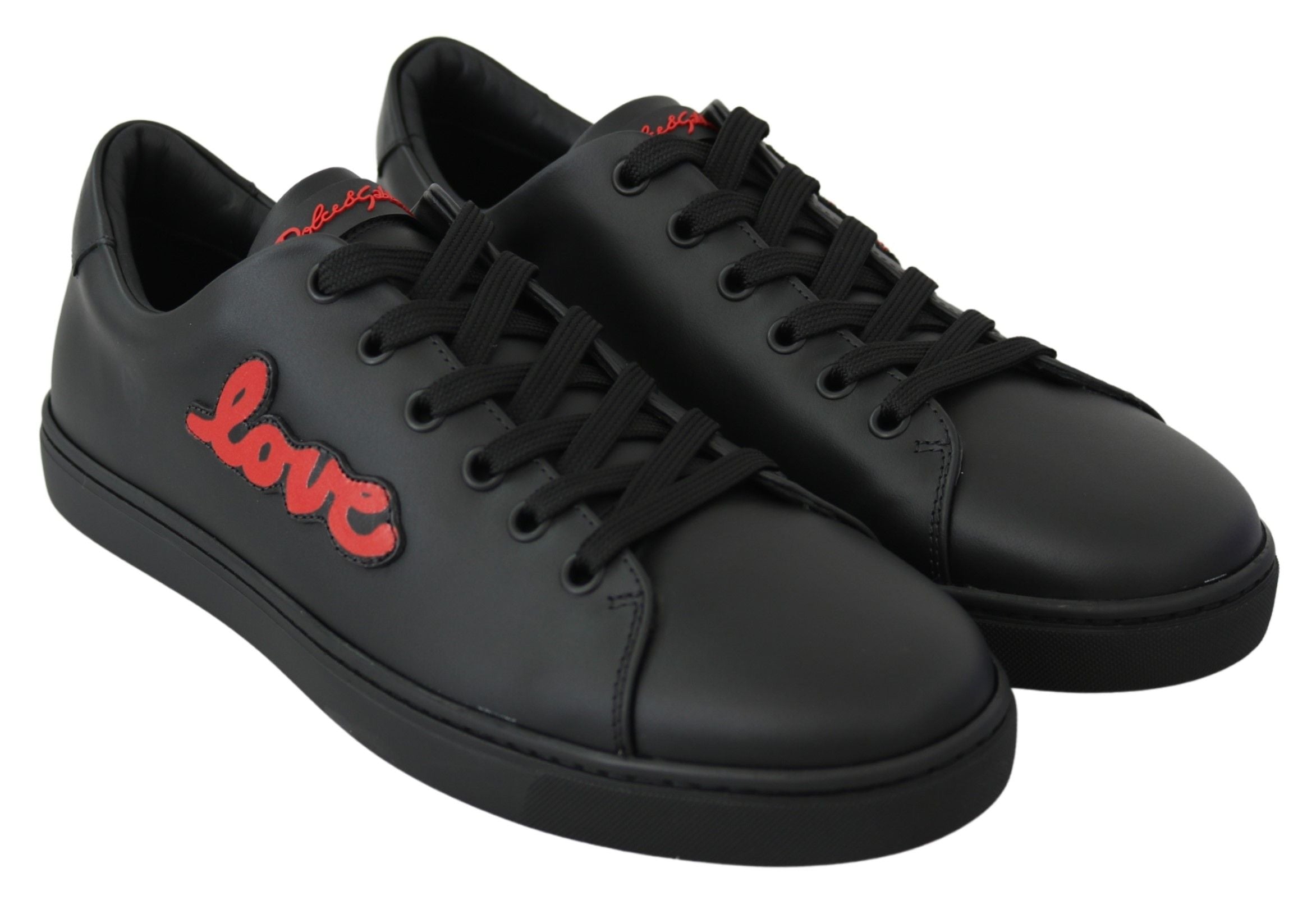 Dolce &amp; Gabbana Elegante Leder-Sneaker mit roten Akzenten