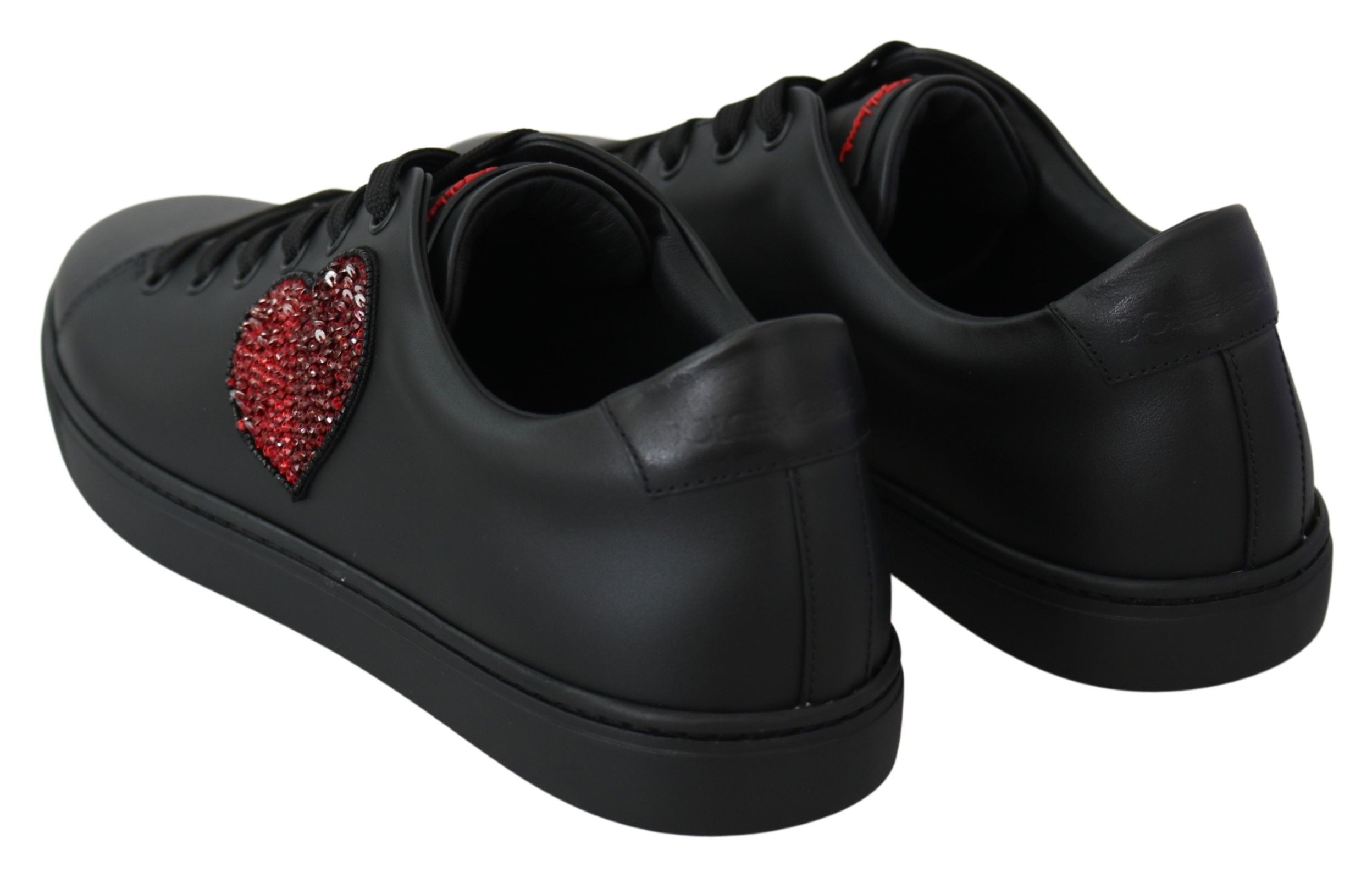 Dolce &amp; Gabbana Elegante Leder-Sneaker mit roten Akzenten