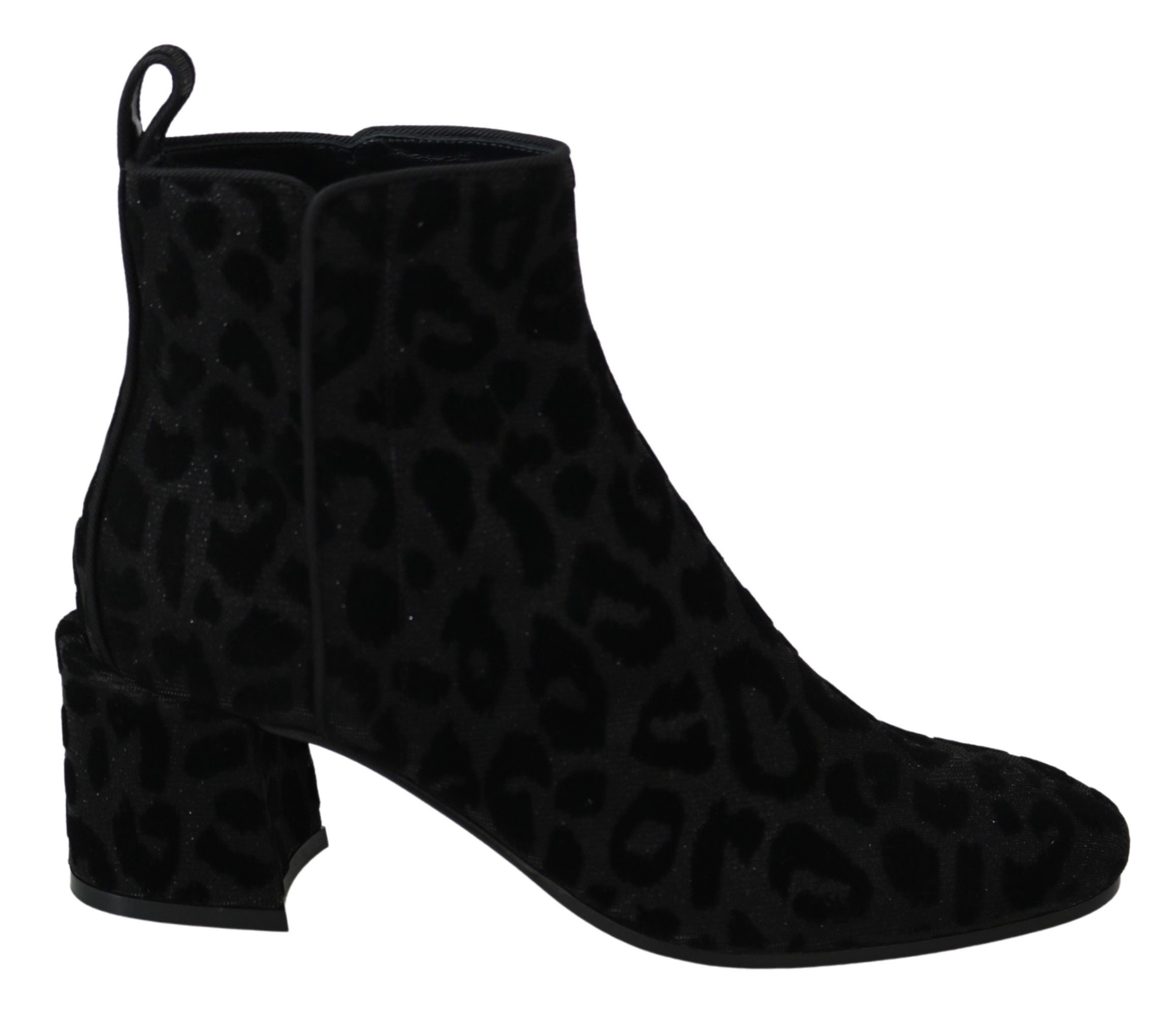 Cizme scurte elegante cu imprimeu leopard negru Dolce &amp; Gabbana