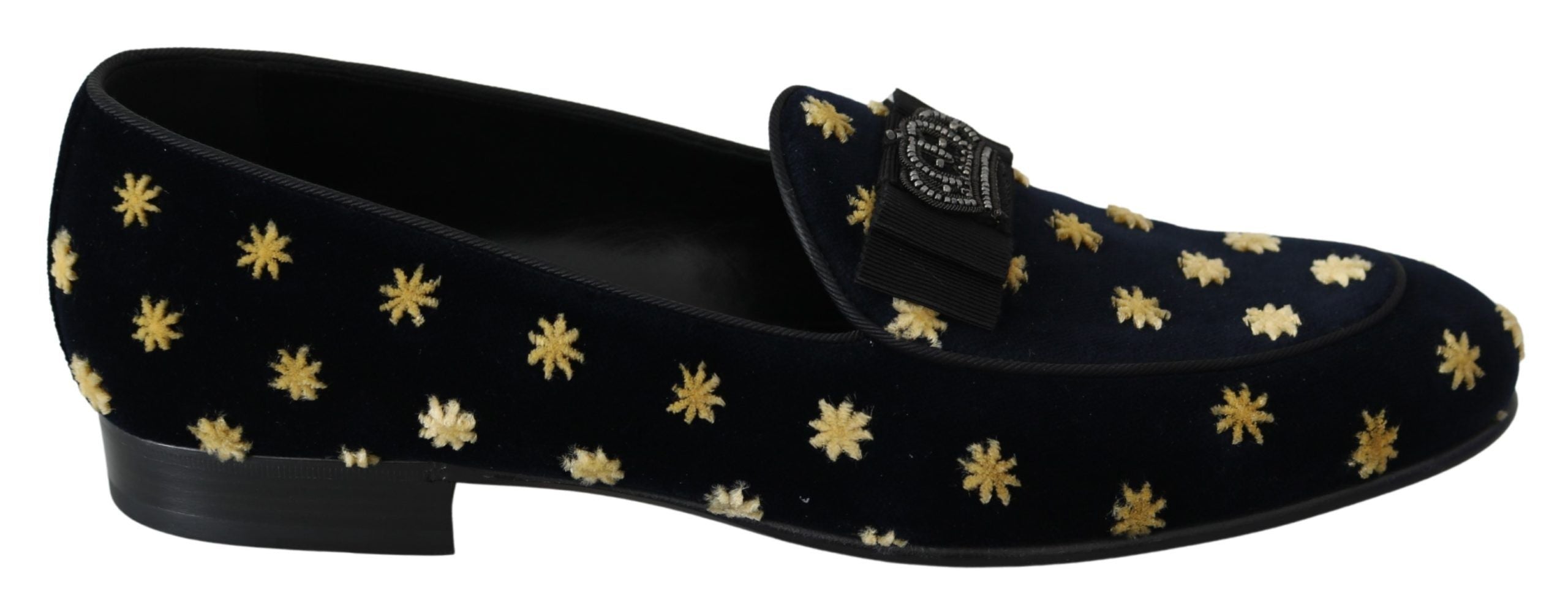 Dolce &amp; Gabbana – Elegante Loafer aus Samt mit Kronenstickerei