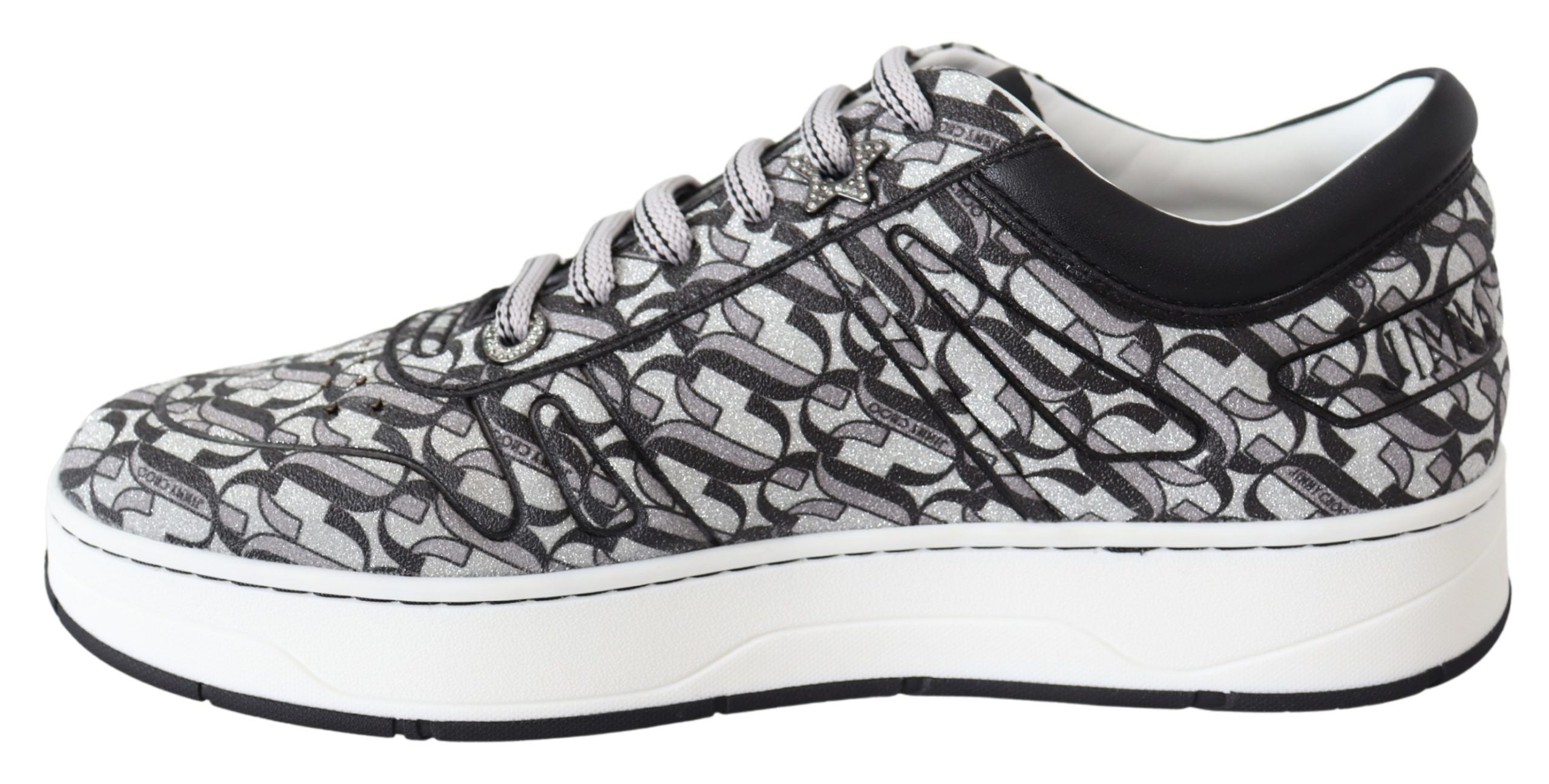 Jimmy Choo Glitzernde Slip-On-Sneakers - Silber und Schwarz