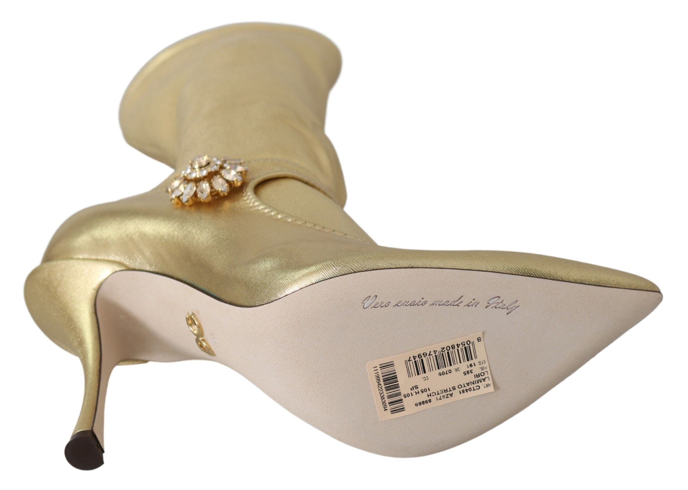 Dolce &amp; Gabbana Ghete elegante aurii cu strasuri