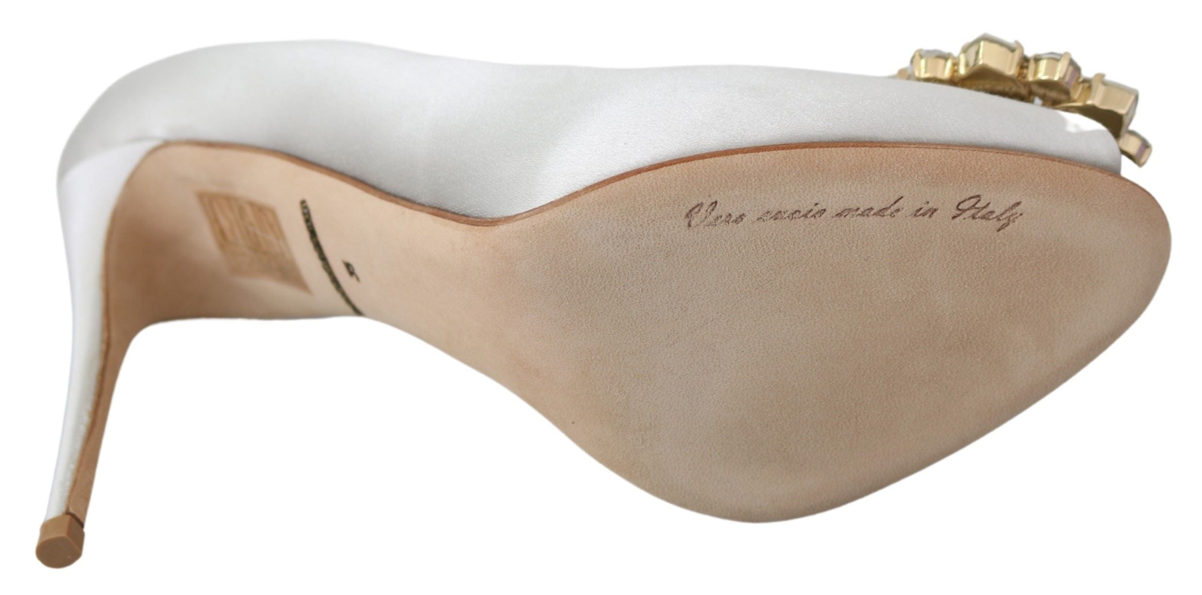 Dolce &amp; Gabbana – Weiße Peep-Toe-Pumps aus Seidenmischung mit Kristallen