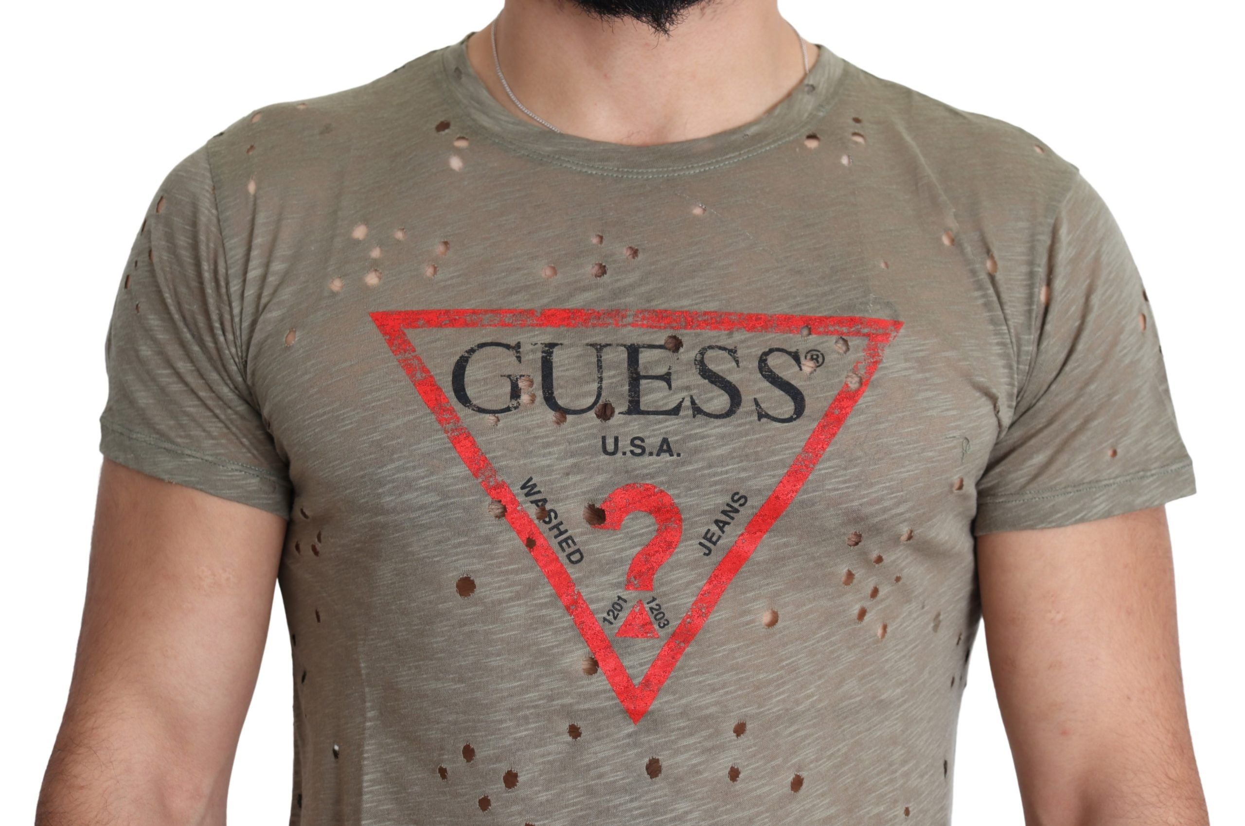 Guess – Schickes T-Shirt aus brauner Stretch-Baumwolle