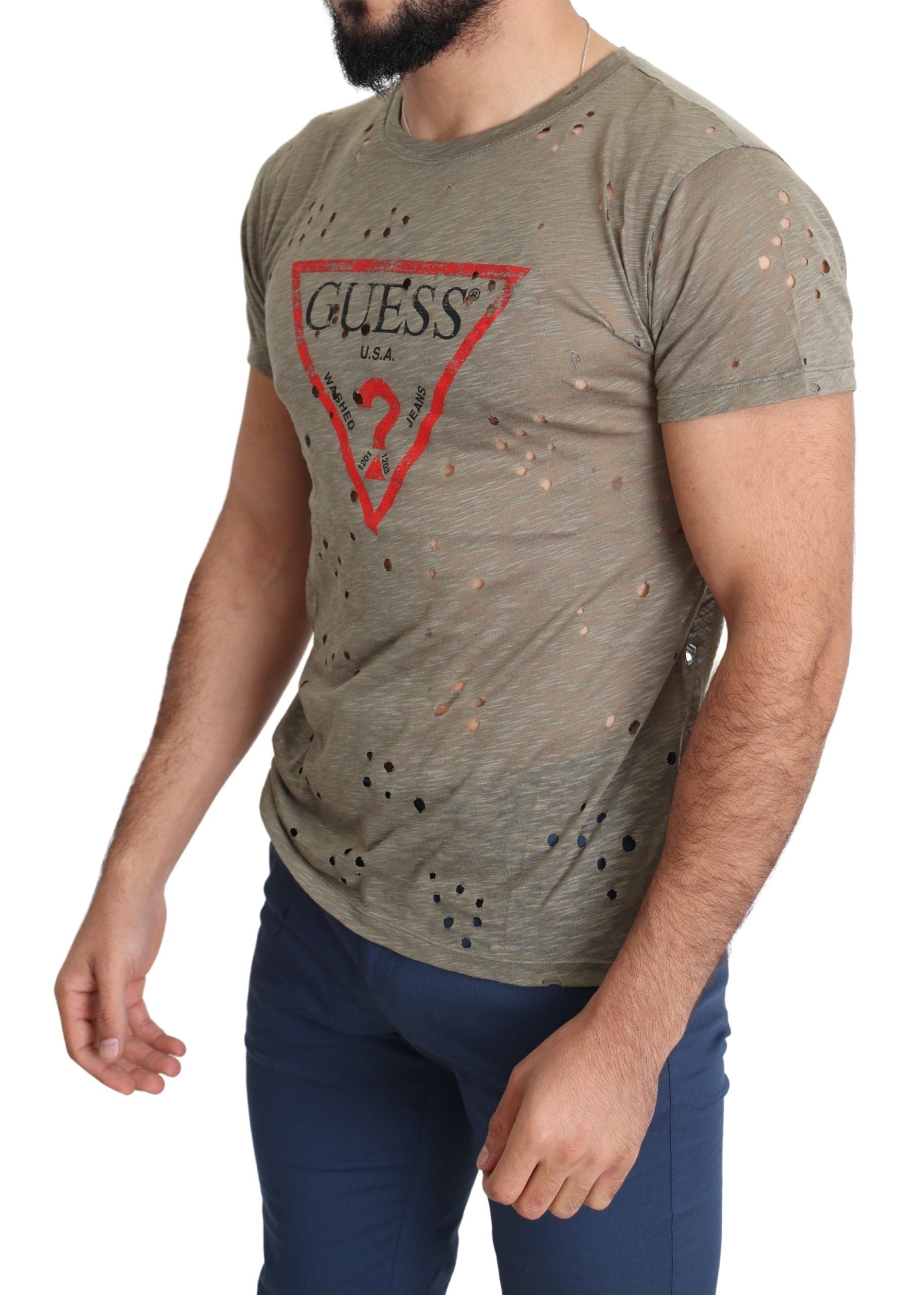 Guess – Schickes T-Shirt aus brauner Stretch-Baumwolle
