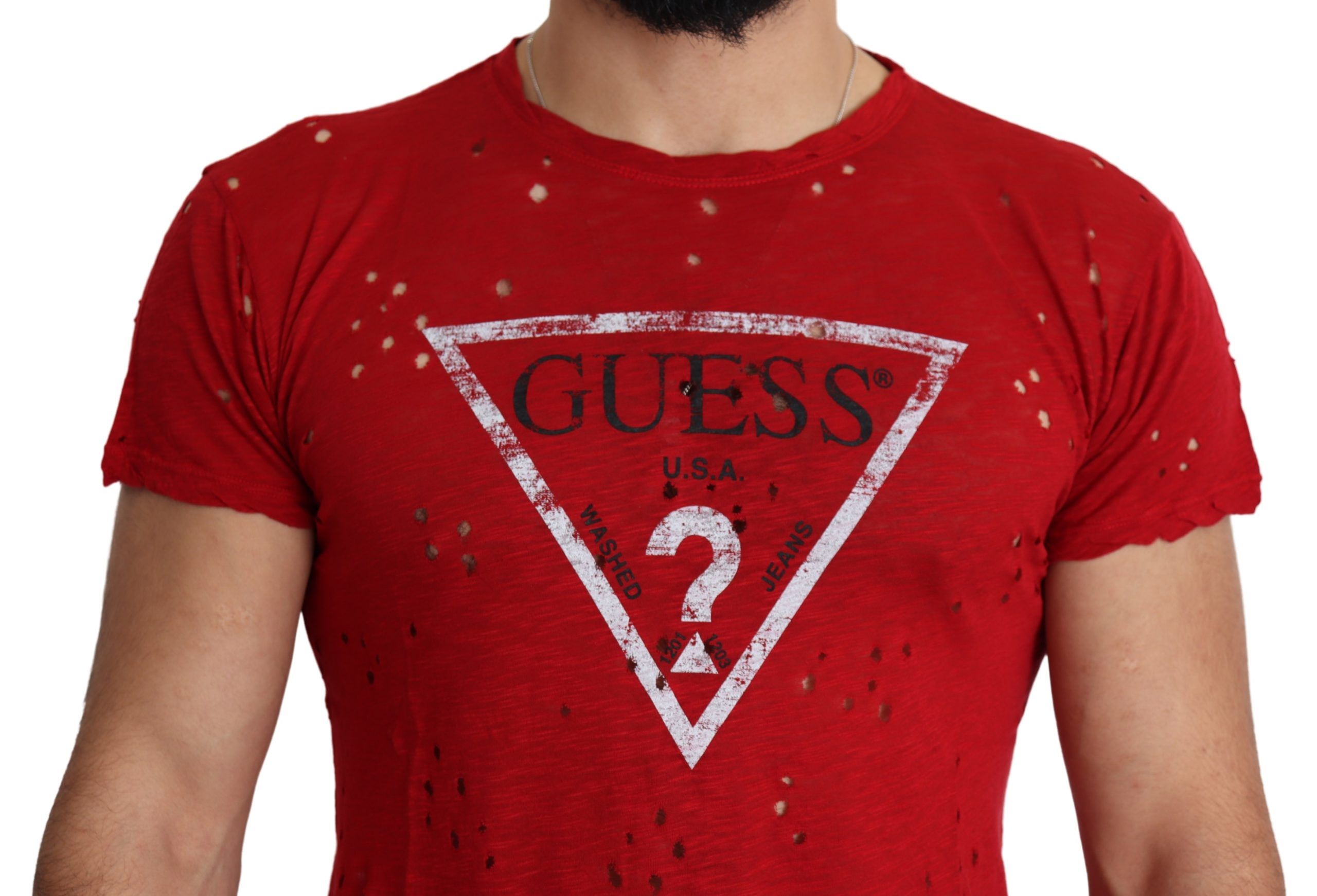 Tricou Guess Radiant Red din bumbac elastic