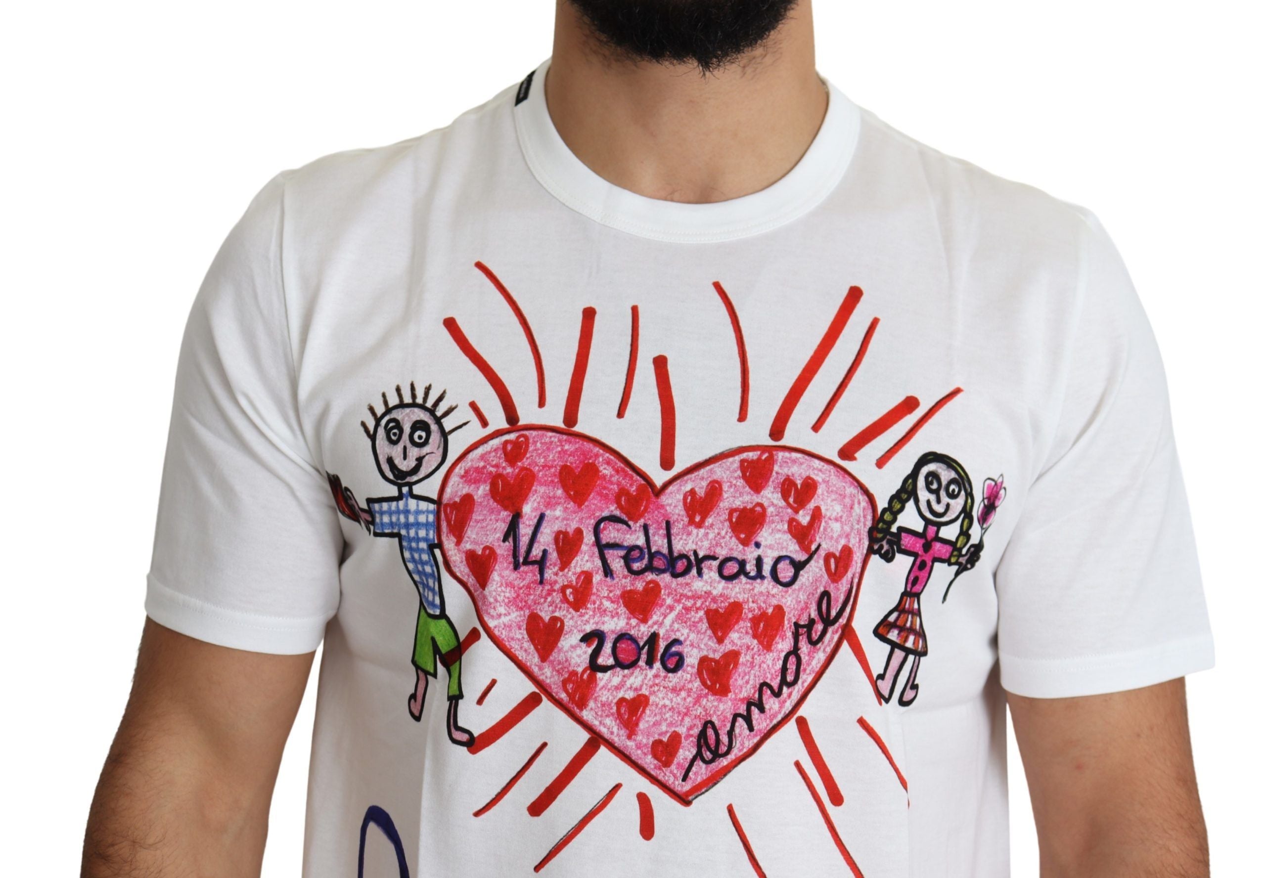 Tricou Dolce &amp; Gabbana cu guler rotund și imprimeu romantic cu inimă