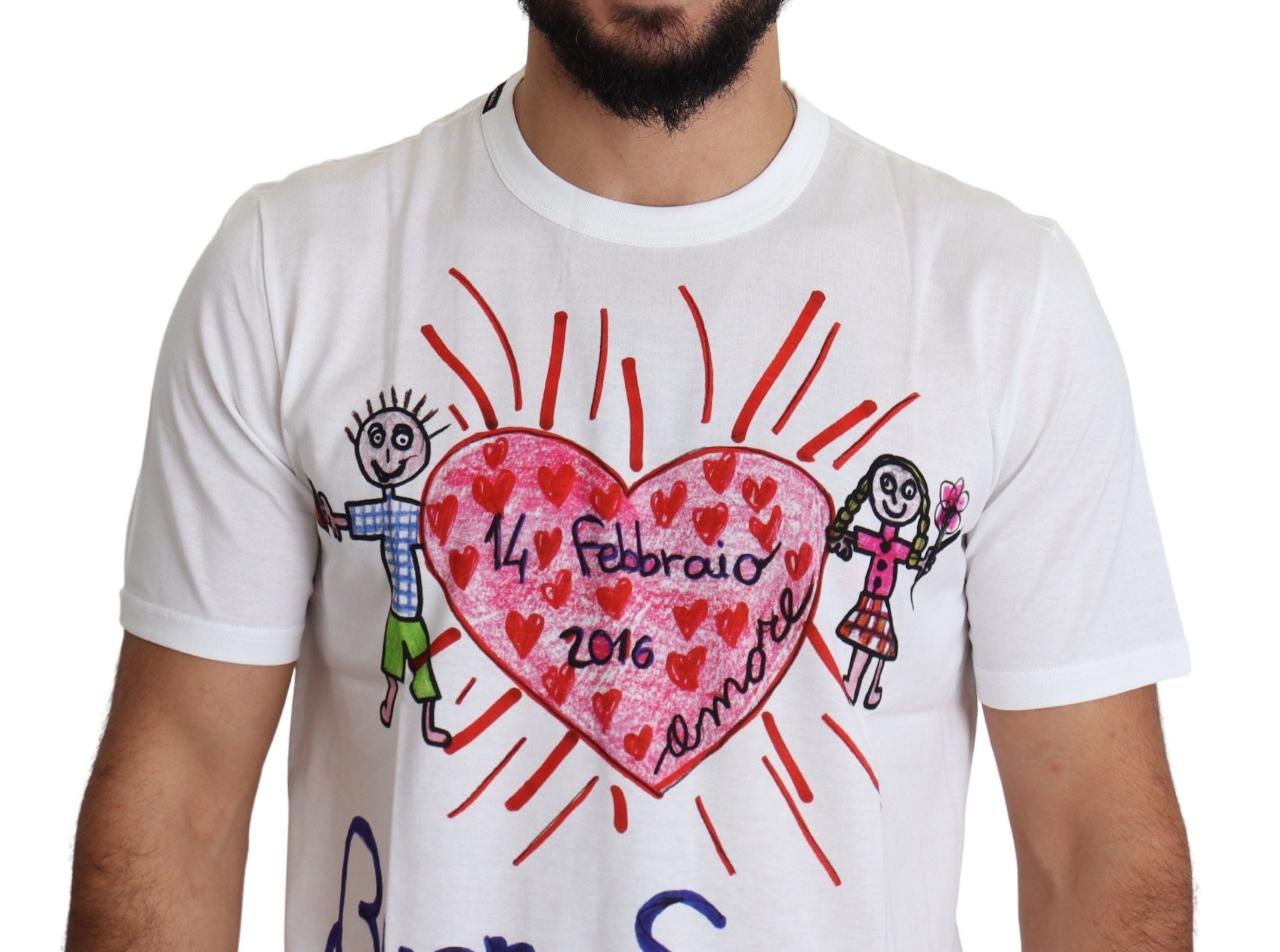 Tricou Dolce &amp; Gabbana cu guler rotund și imprimeu romantic cu inimă